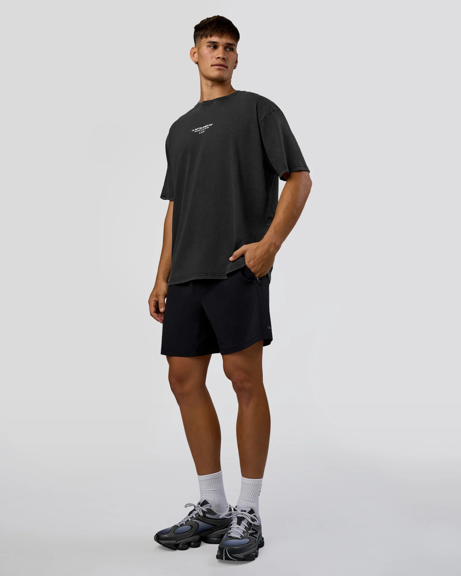 1% Better Every Day EST FLXCotton Oversized Tee - Black Washed - Image 3
