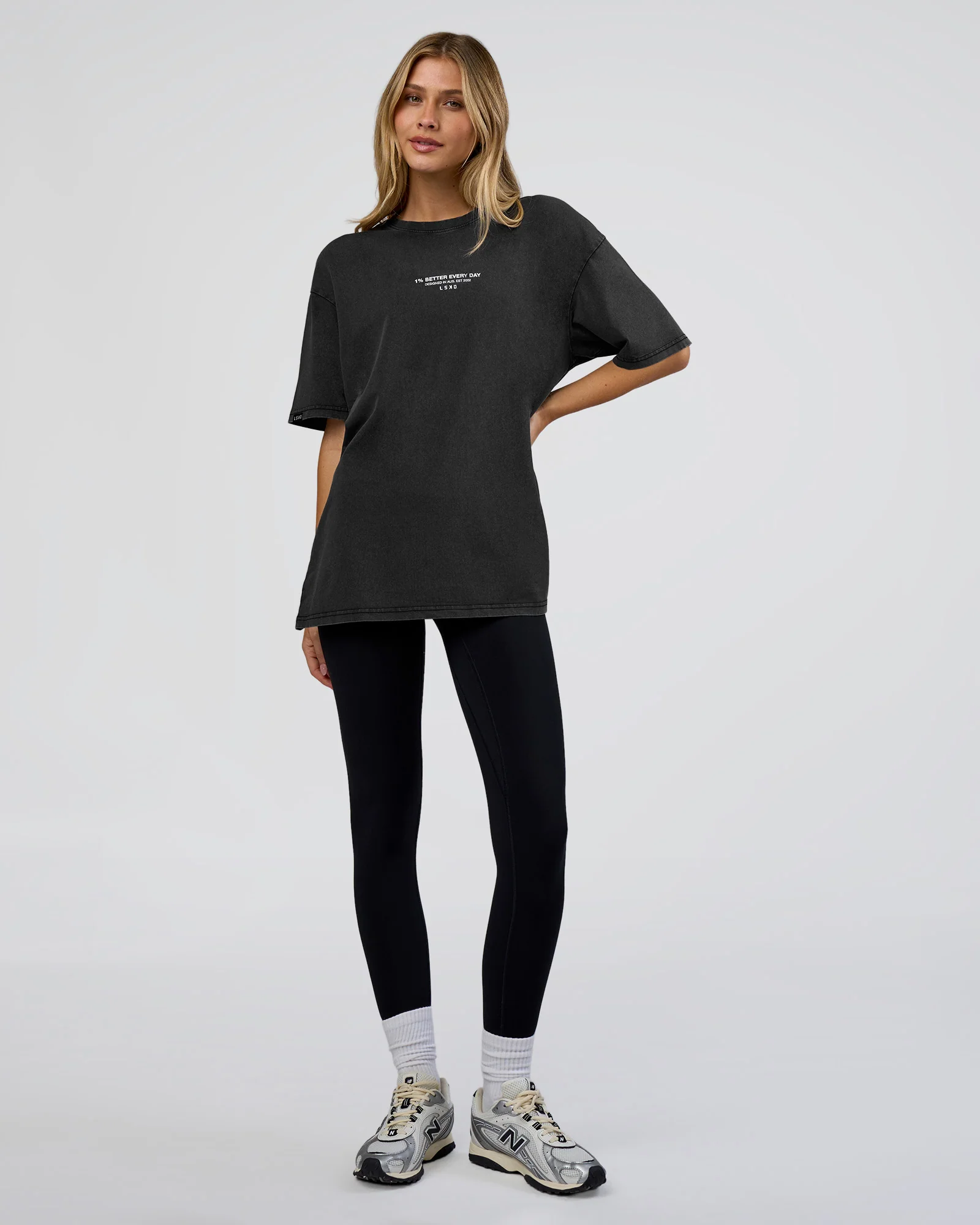1% Better Every Day EST FLXCotton Oversized Tee - Black Washed - Image 5