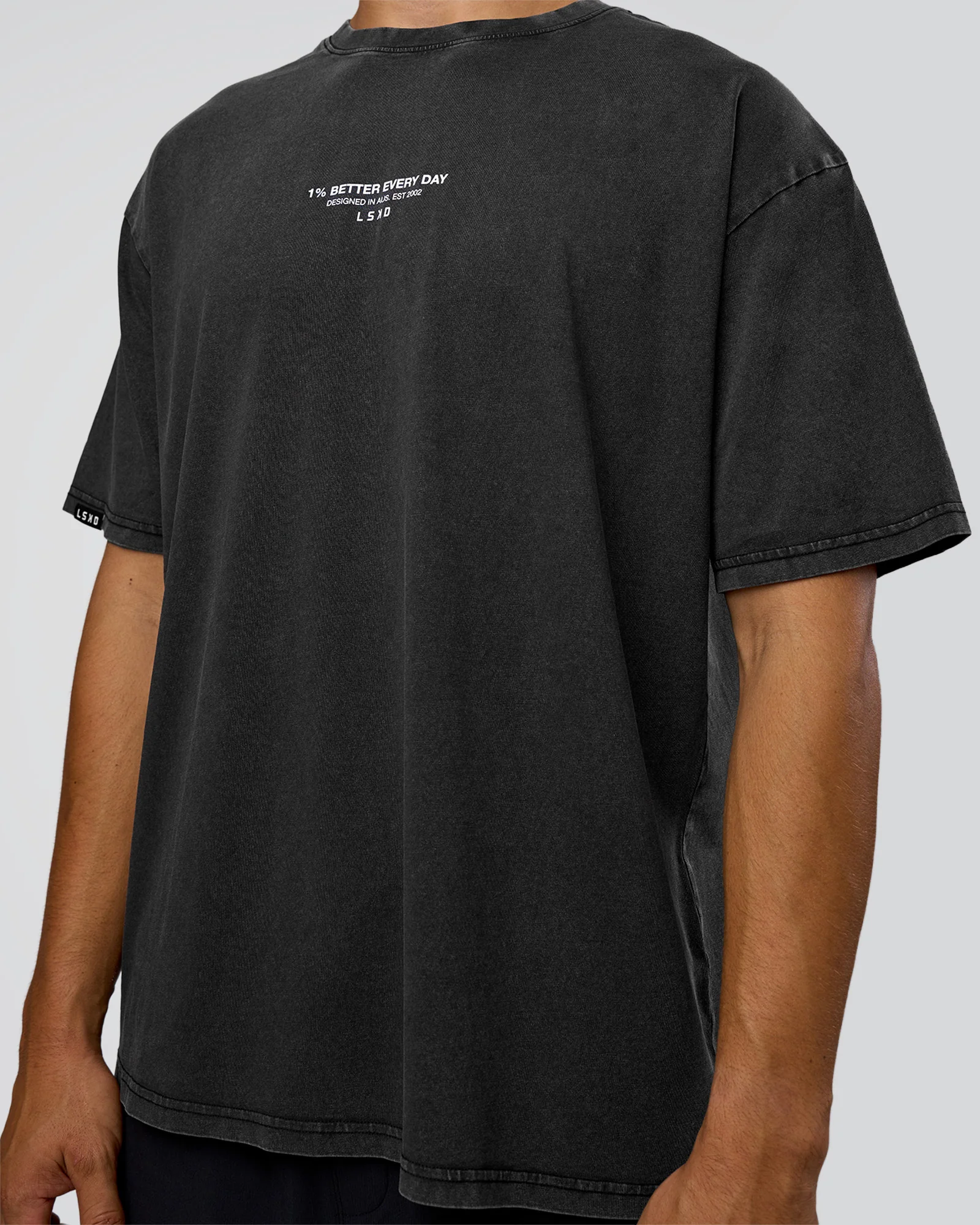 1% Better Every Day EST FLXCotton Oversized Tee - Black Washed - Image 8