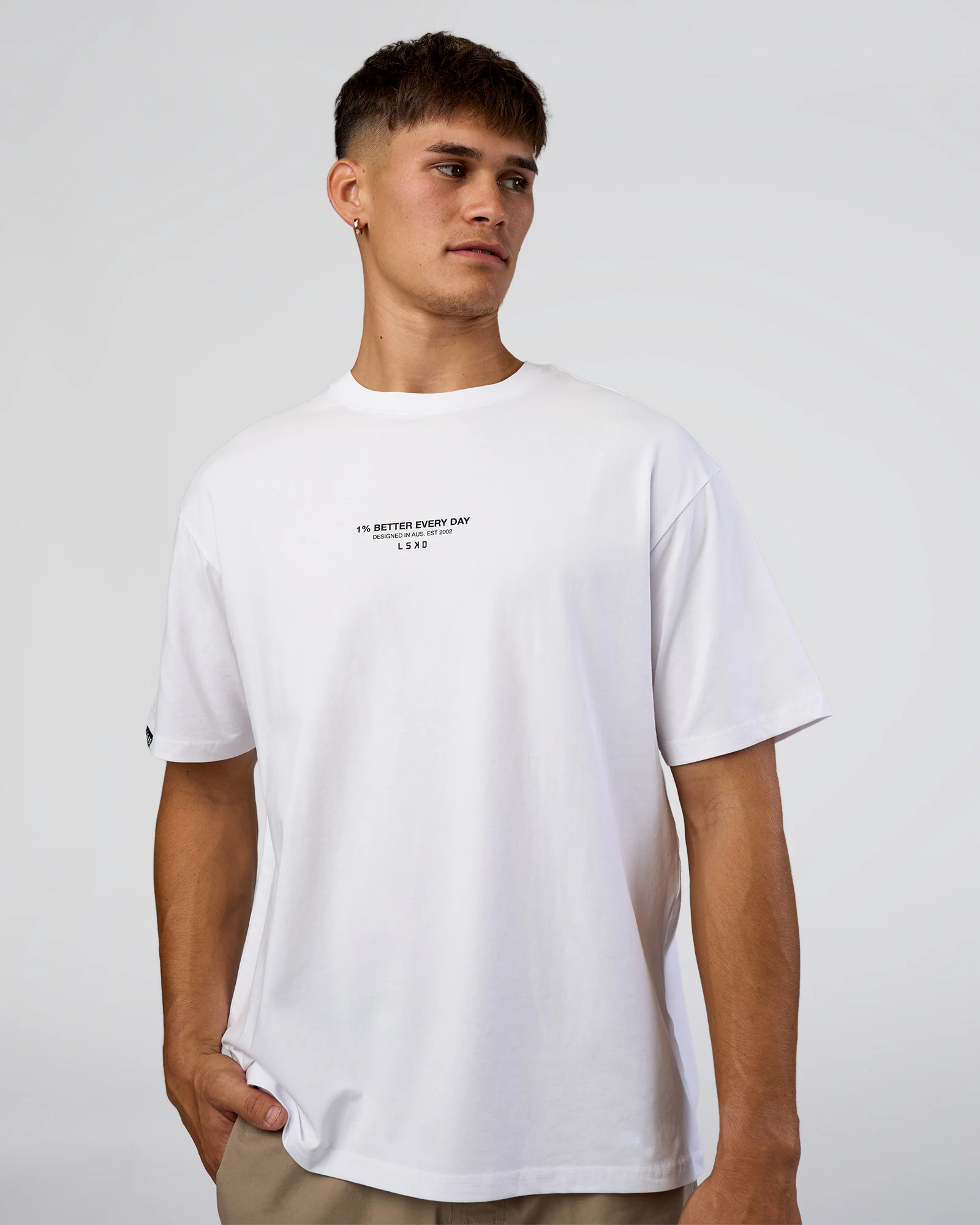 1% Better Every Day EST FLXCotton Oversized Tee - White - Image 2