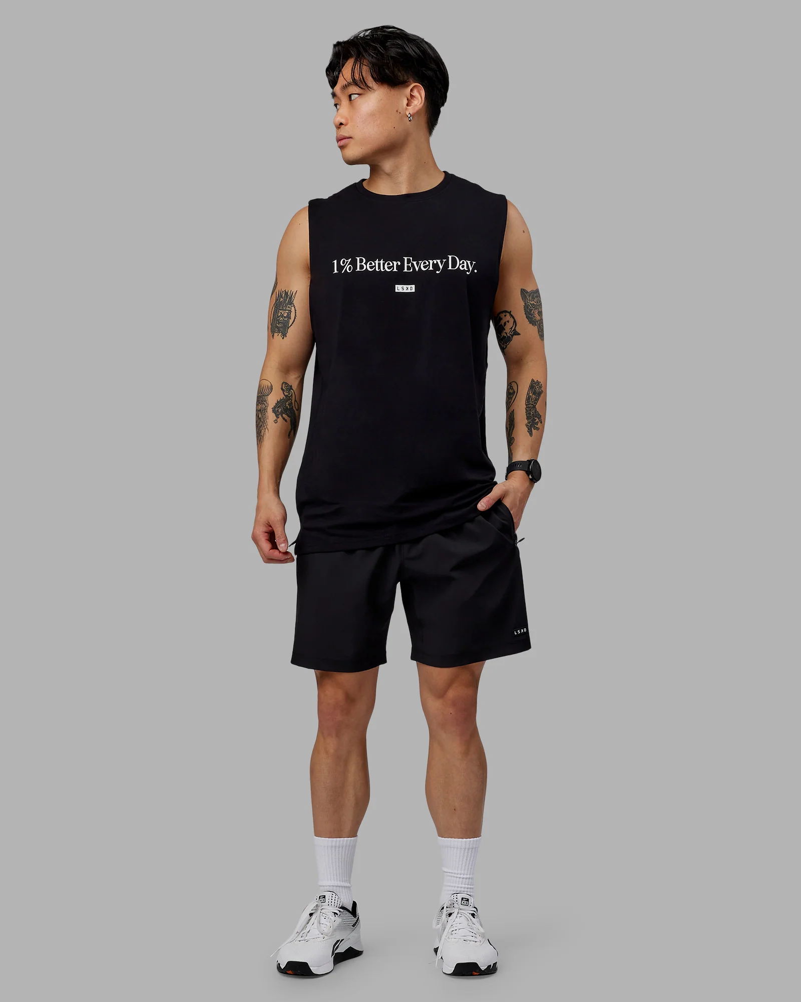 1% Better FLXCotton Training Fit Tank - Black-White - Image 5