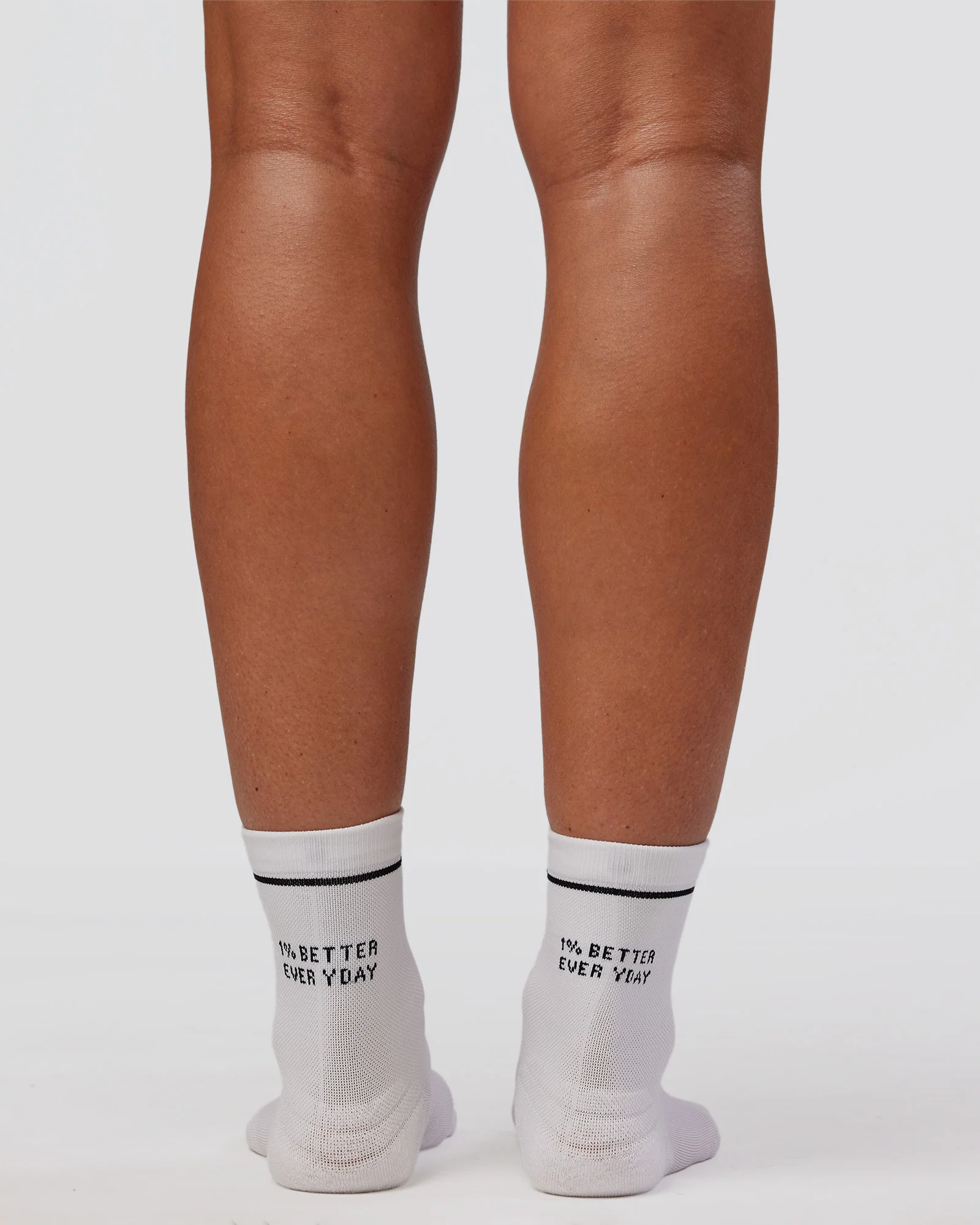 1% Better Performance Quarter Socks - White-Black - Image 3