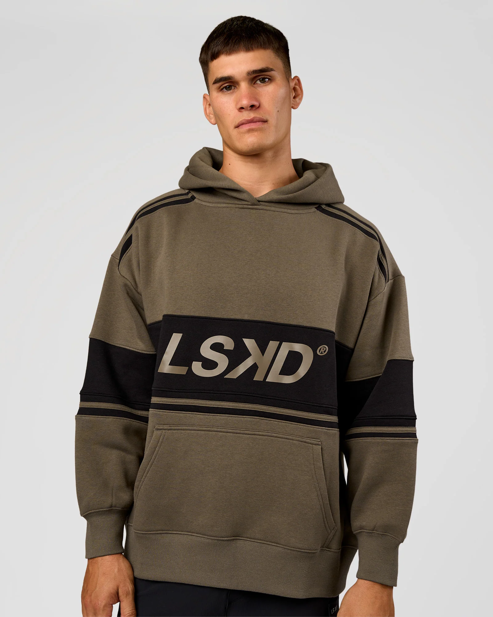 A-Team Oversized Hoodie - Walnut Grey-Caviar - Image 2