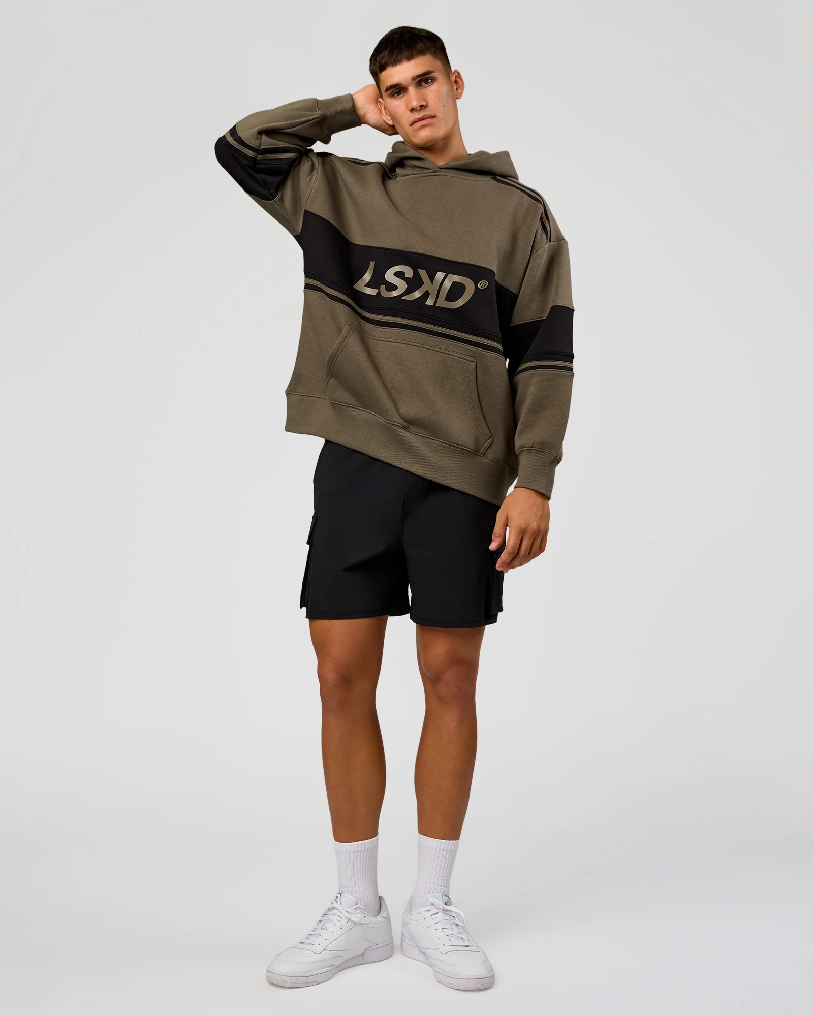A-Team Oversized Hoodie - Walnut Grey-Caviar - Image 3