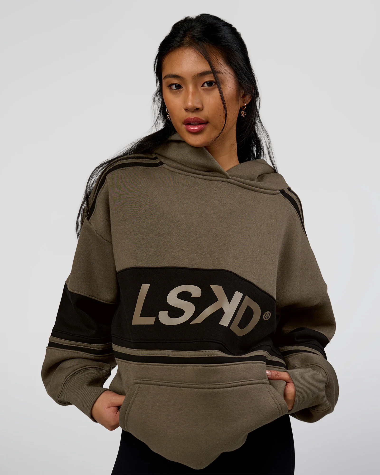 A-Team Oversized Hoodie - Walnut Grey-Caviar - Image 6