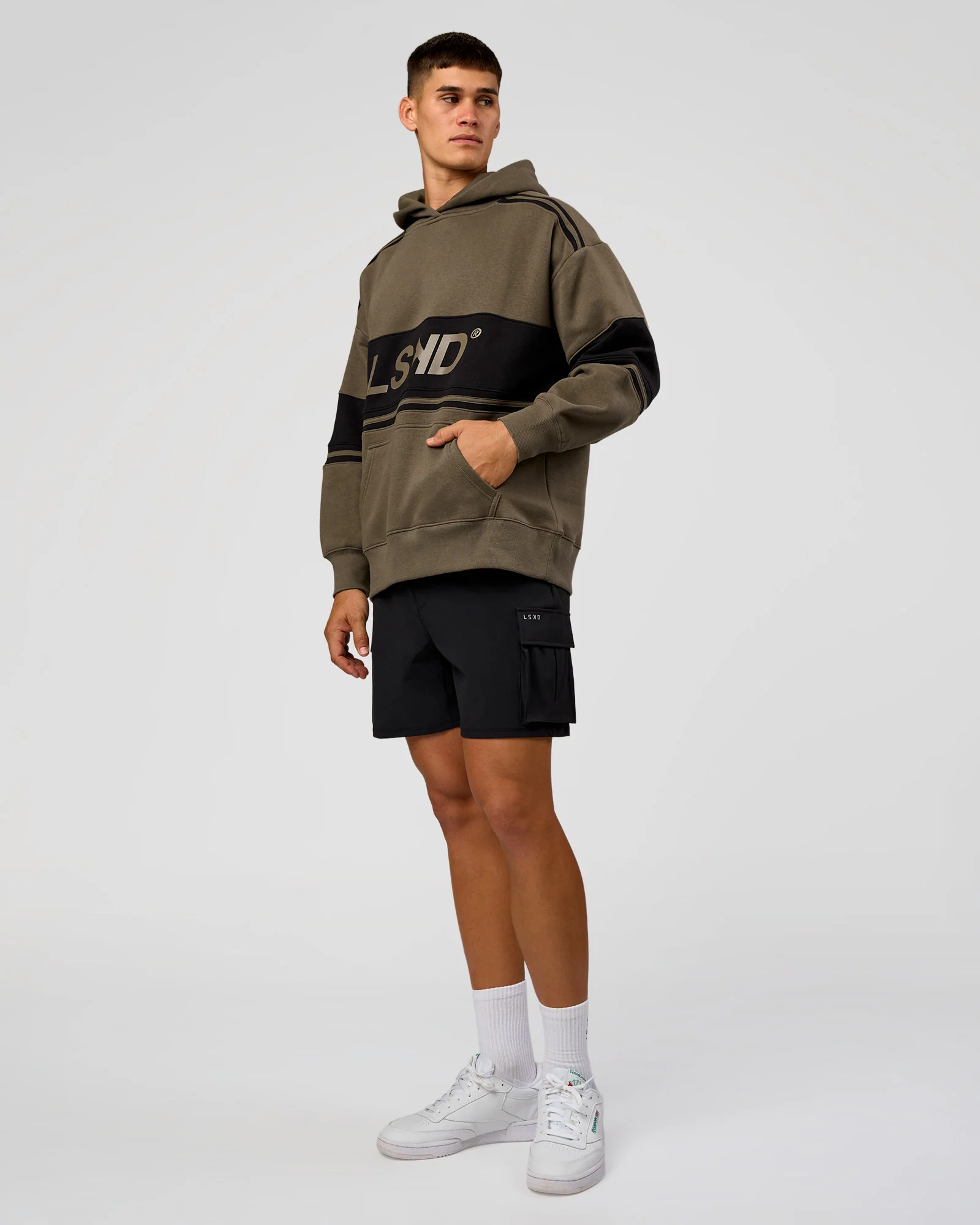 A-Team Oversized Hoodie - Walnut Grey-Caviar - Image 8