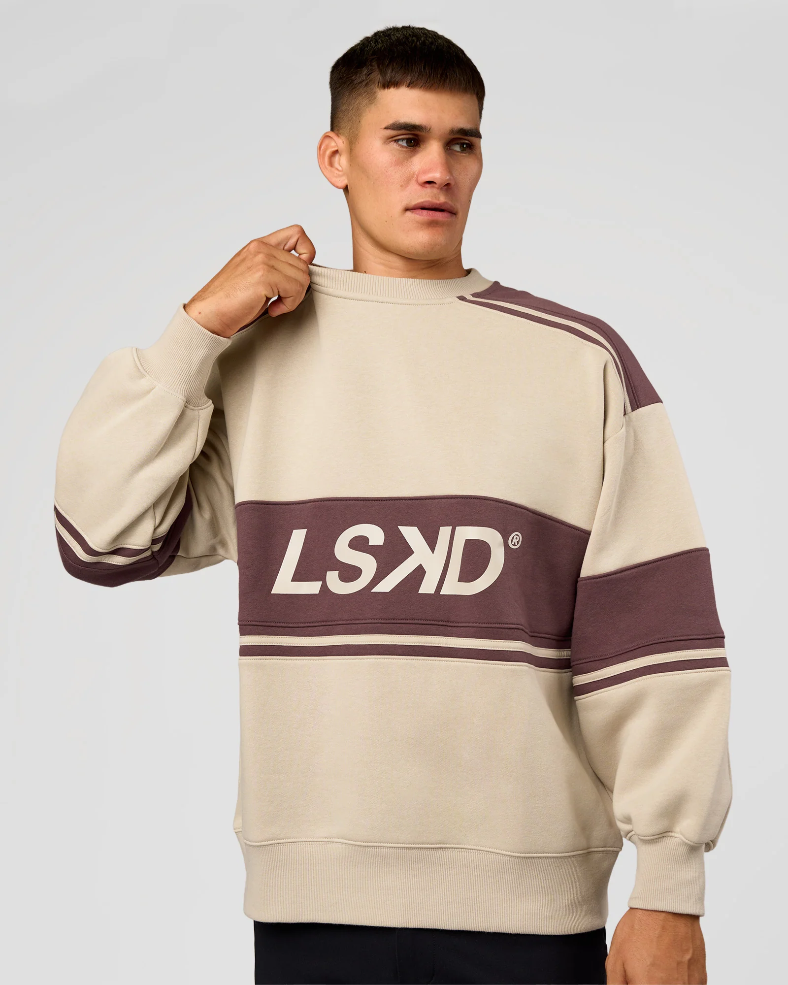A-Team Sweater Oversize - Shale Beige-Cocoa Powder - Image 3