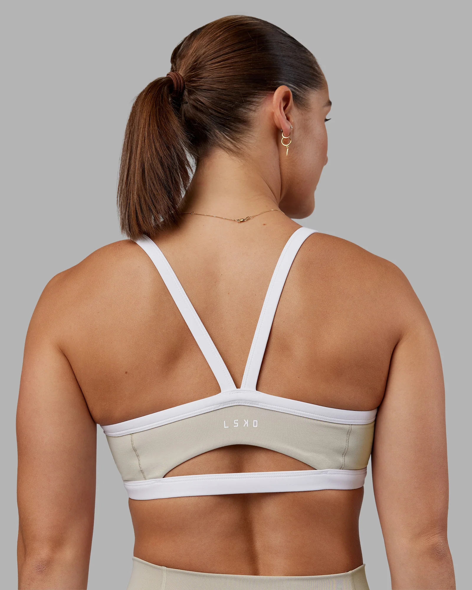 Abs Ignite Sports Bra - Shale Beige-White - Image 2
