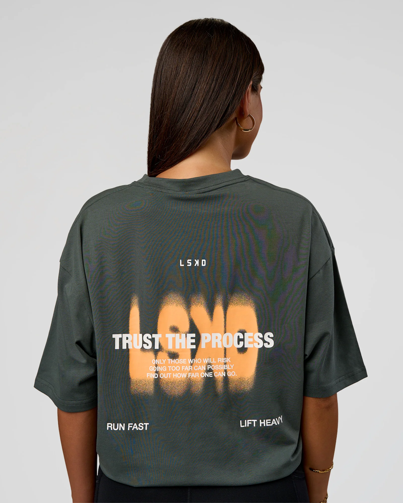 Abstract Haze FLXCotton Tee - Carbon Green-Cantaloupe - Image 4
