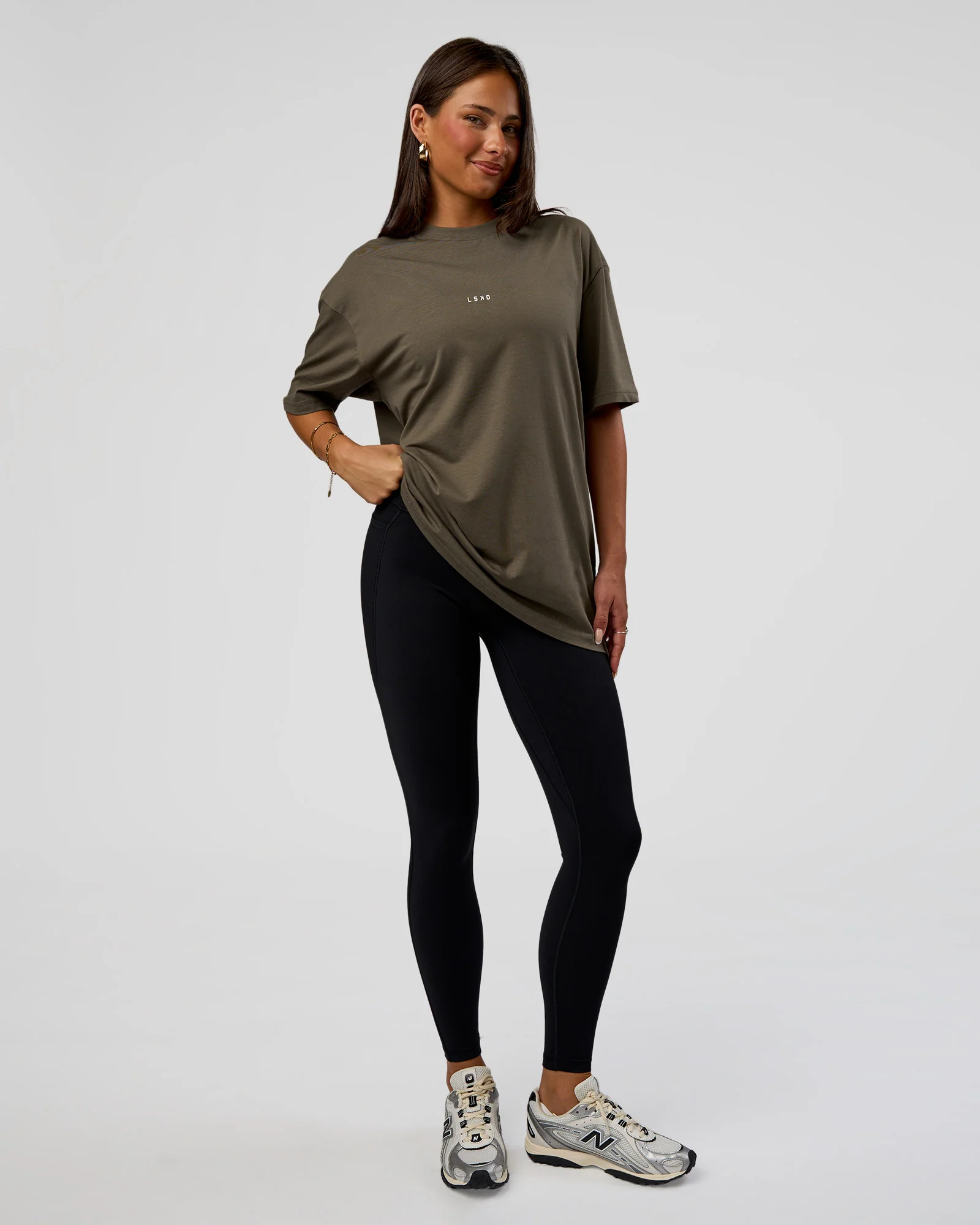 Abstract Haze FLXCotton Tee - Walnut Grey-White - Image 9