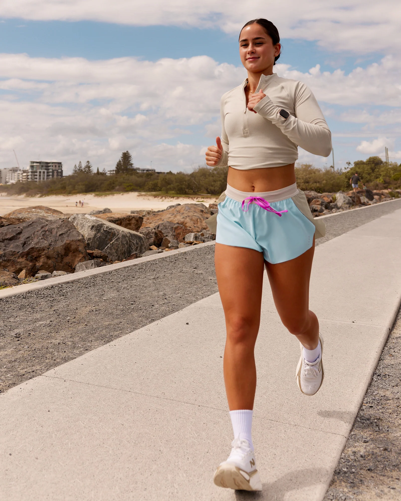 Accelerate 3" Mid-Rise Running Short - Taupe Ash-Glacial Blue - Image 4