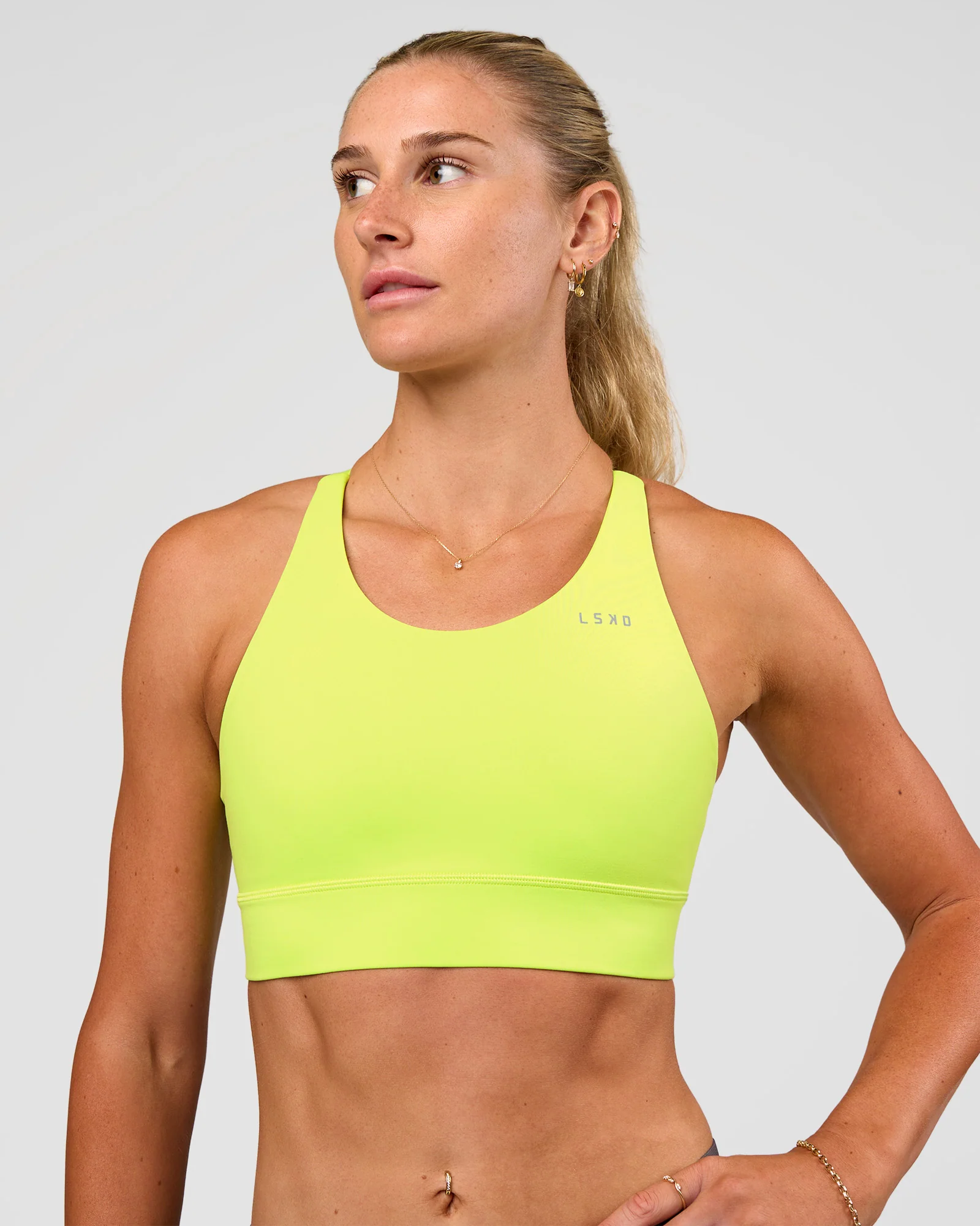 Accelerate Split Strap Sports Bra - Hyper Green - Image 4
