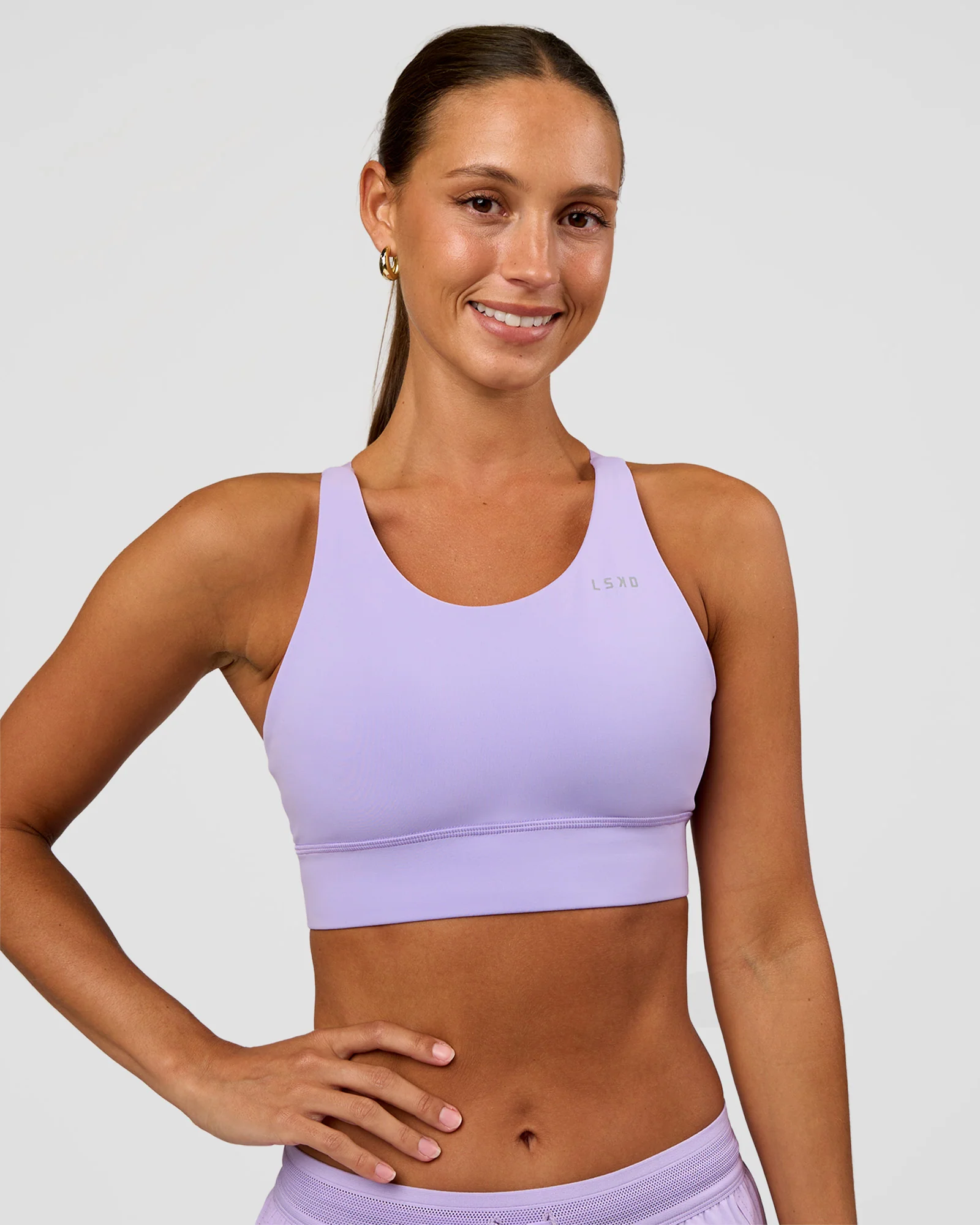 Accelerate Split Strap Sports Bra - Pale Lilac - Image 2
