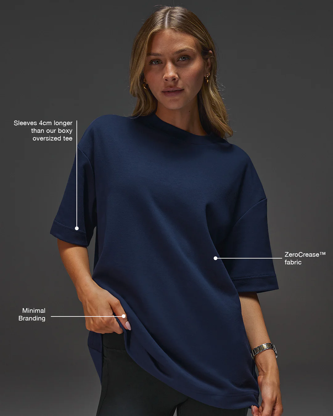 AfterDark ZeroCrease Oversized Tee - Future Navy - Image 6