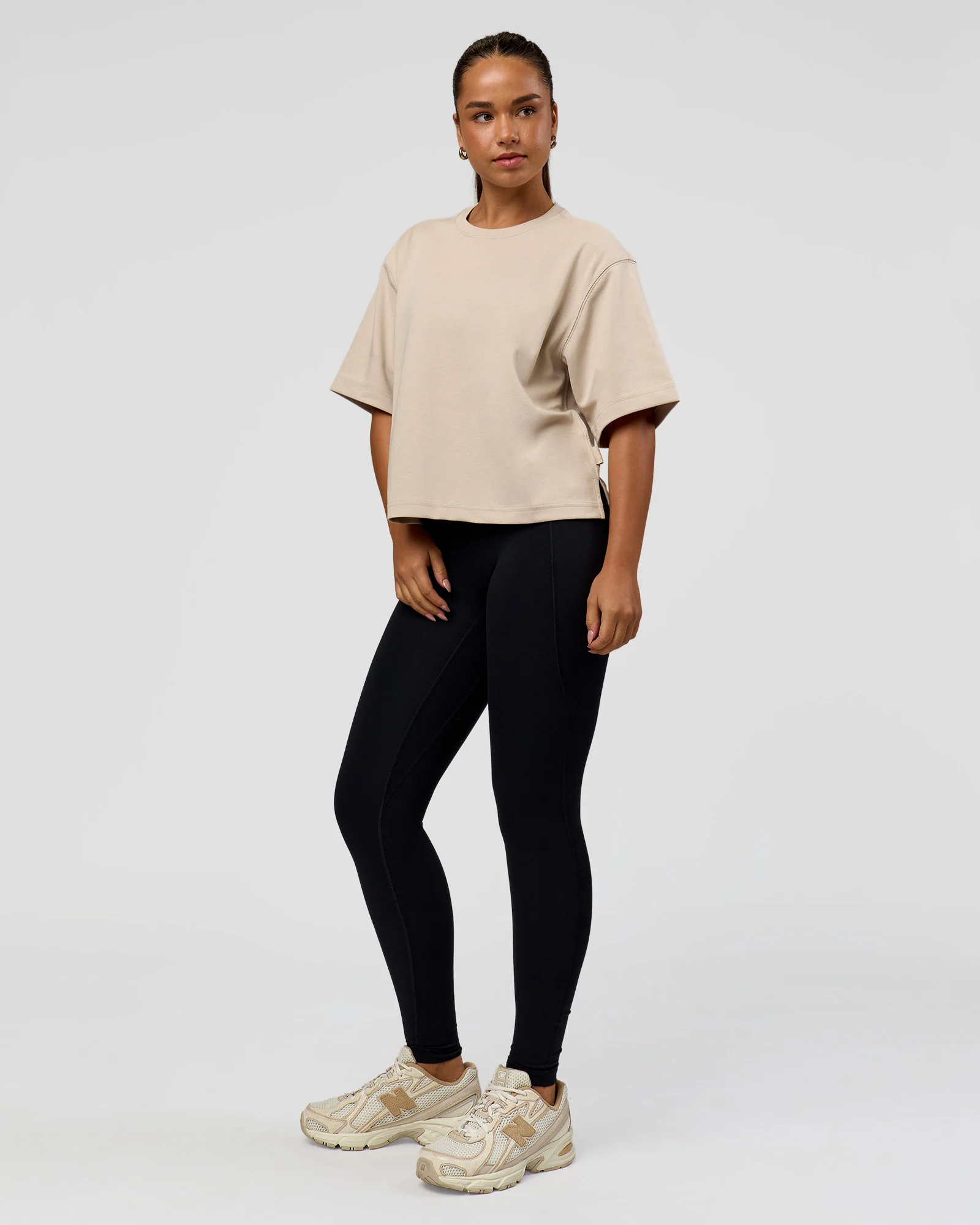 AfterDark ZeroCrease Cropped Tee - Shale Beige - Image 8