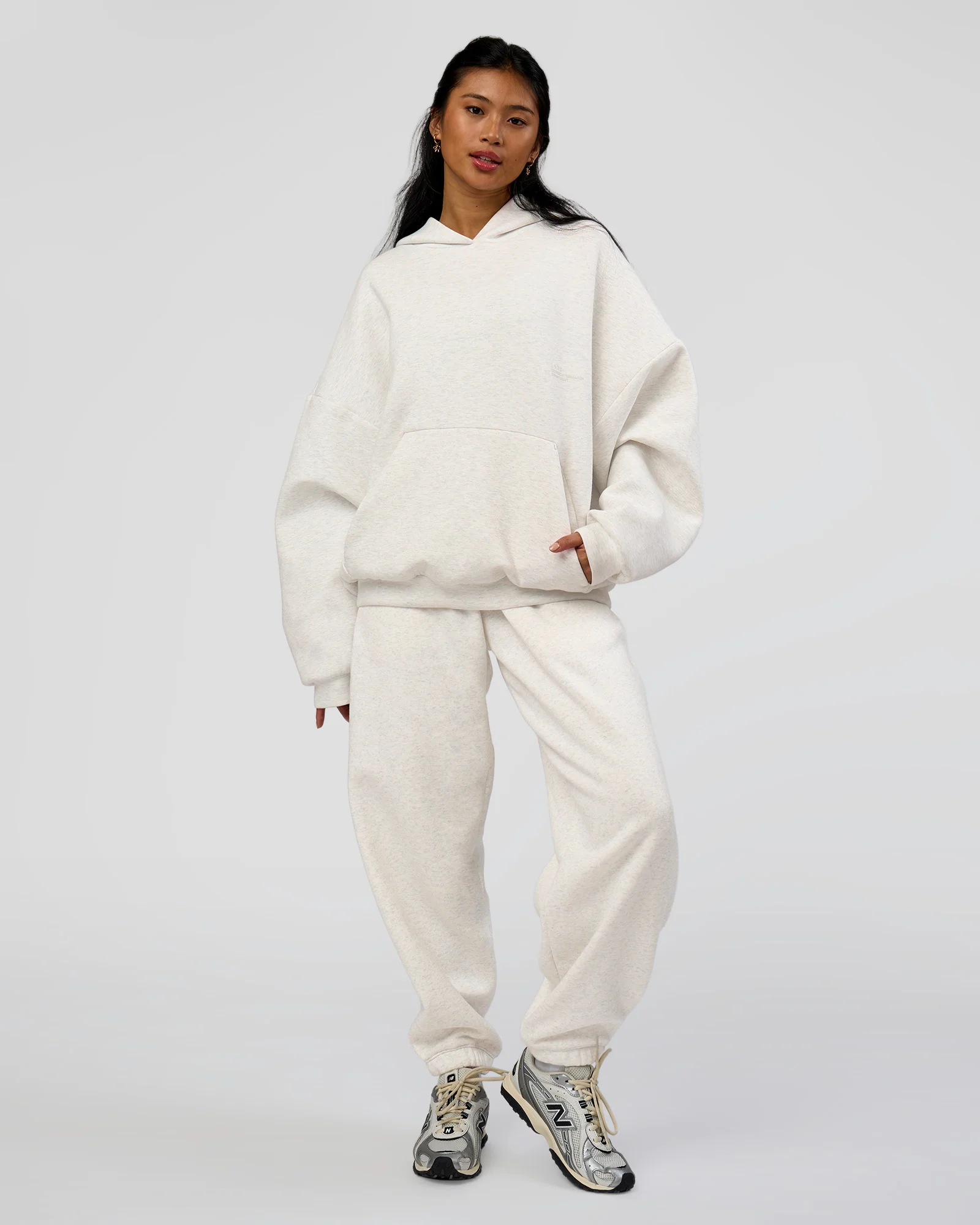 AfterDark ZeroCrease Oversized Hoodie - Silver Marl - Image 12