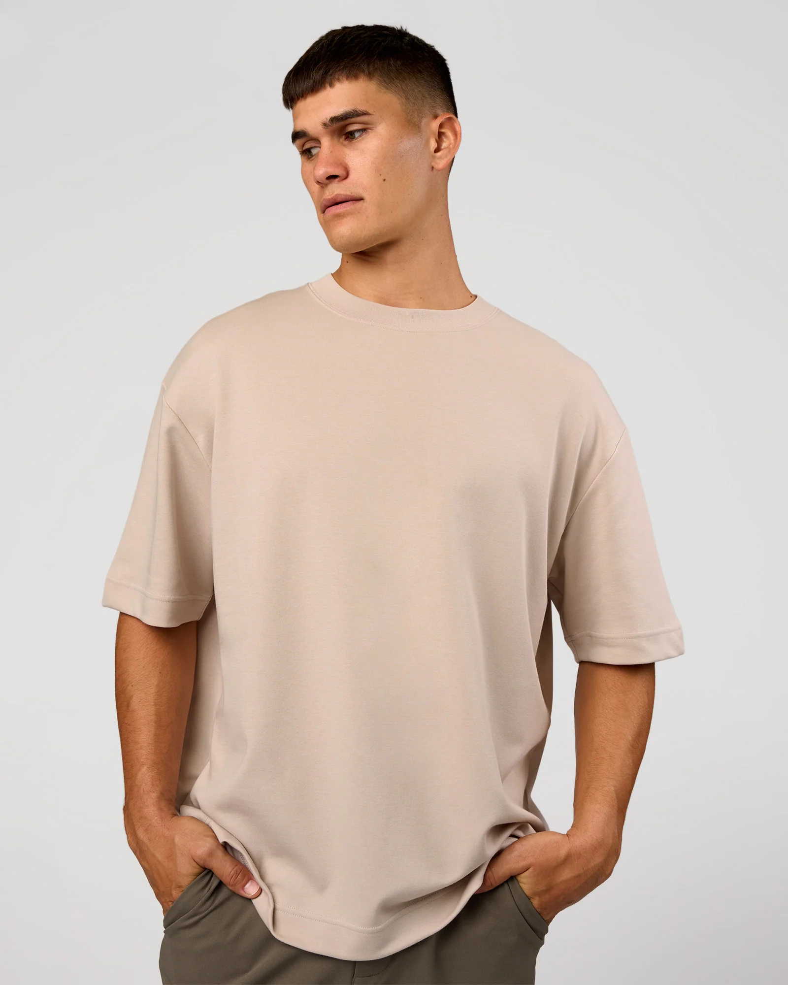 AfterDark ZeroCrease Oversized Tee - Shale Beige - Image 2