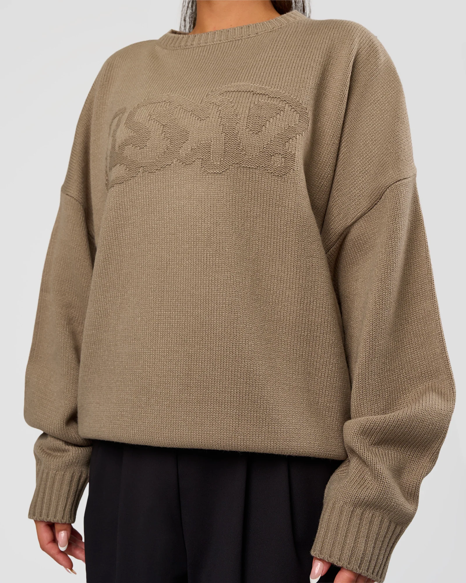 All Day Active Knitted Sweater - Taupe Ash - Image 2