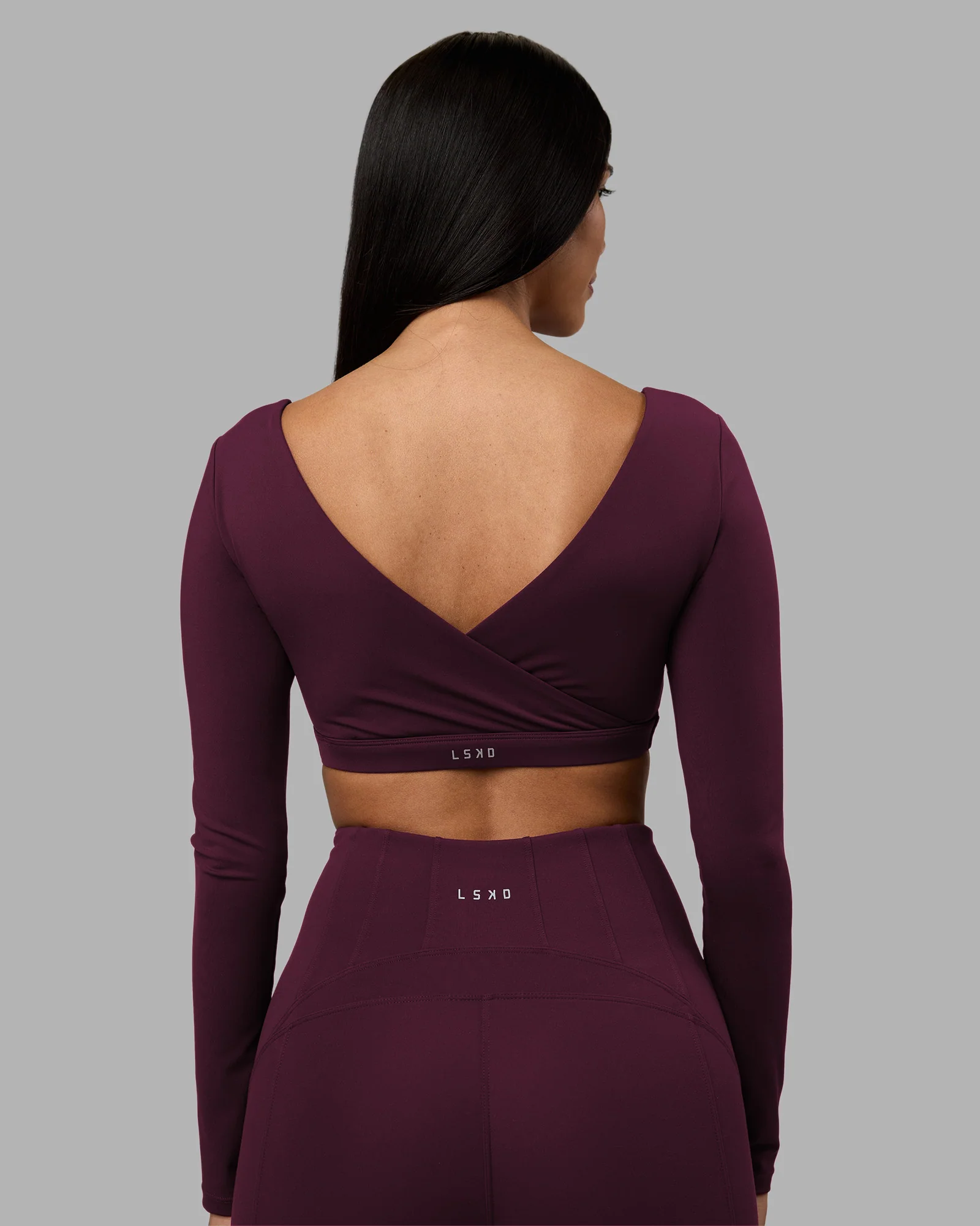 Aria Long Sleeve Sports Bra - Cherry Lacquer - Image 5