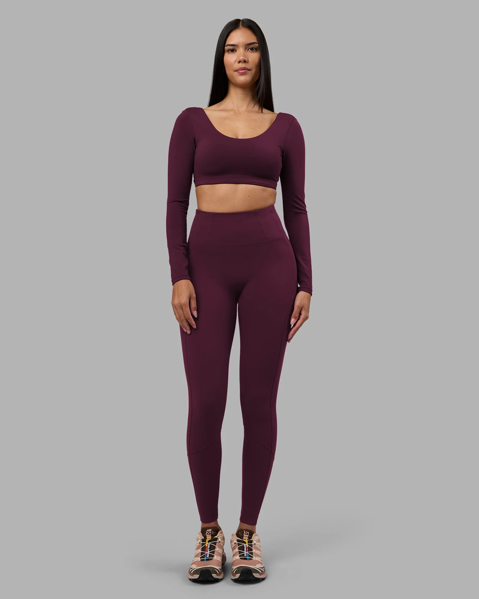 Aria Long Sleeve Sports Bra - Cherry Lacquer - Image 6