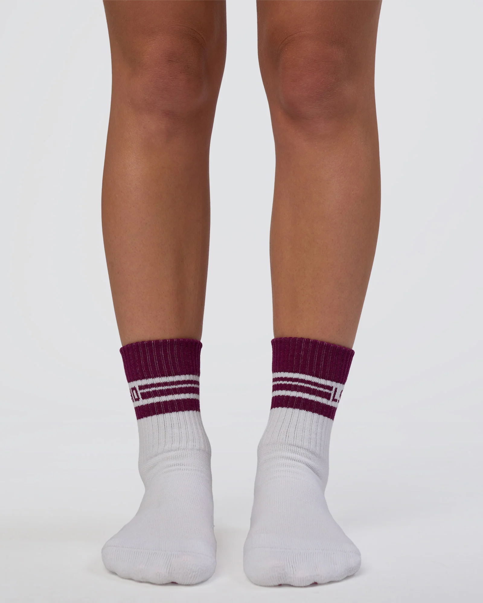 Aspire Pilates Grip Socks - White-Plum Caspia - Image 3