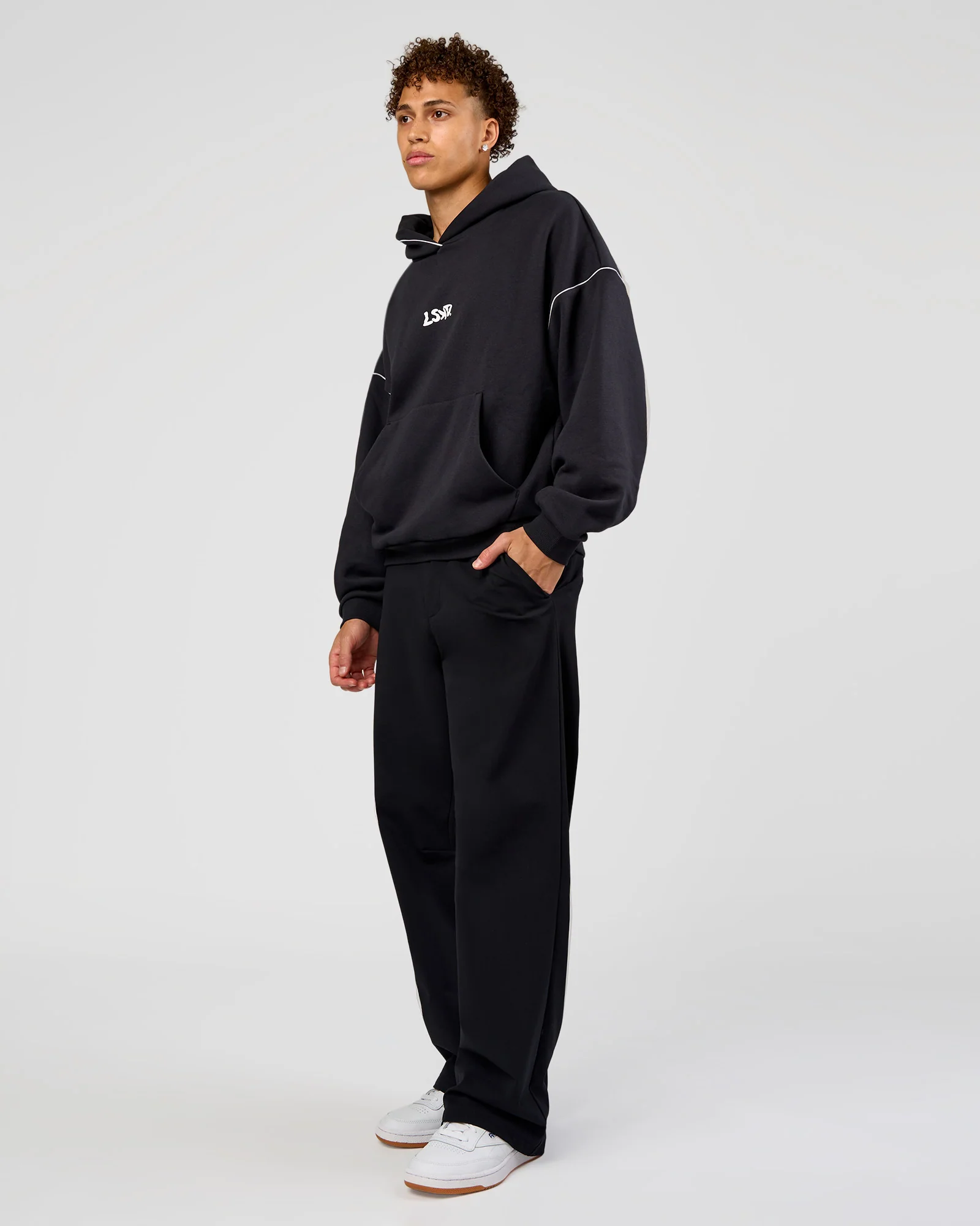 Axis Oversized Hoodie - Caviar-White - Image 3