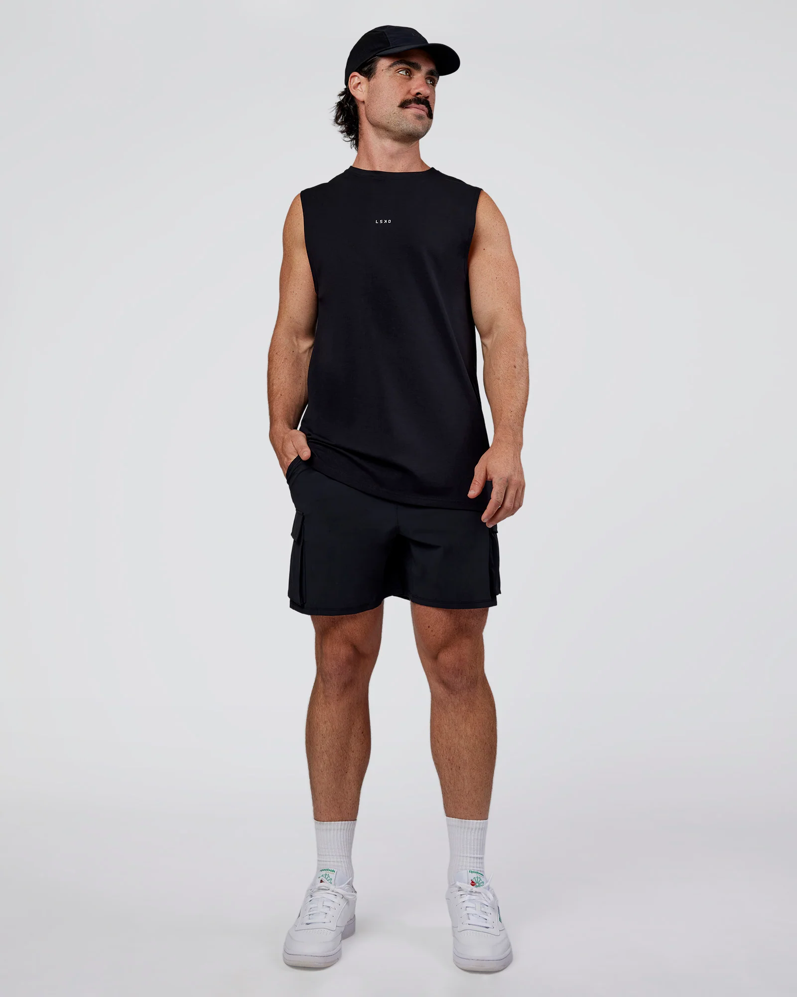 Base FLXCotton Tank Regular Fit +2cm - Black - Image 4