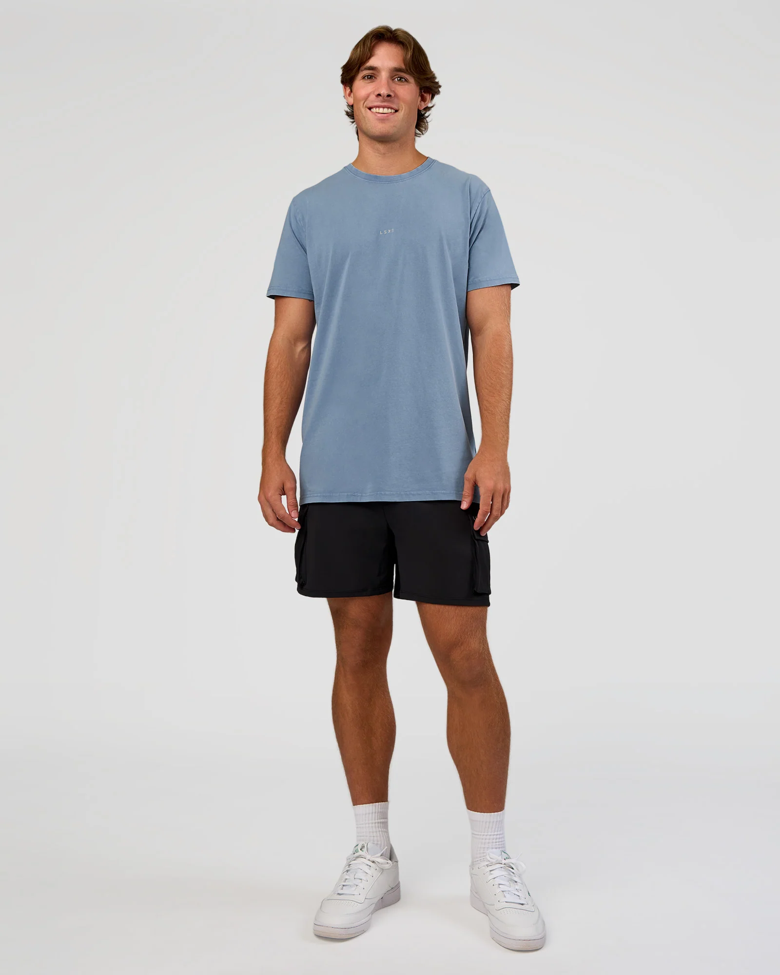 Base FLXCotton Tee  Regular Fit +2cm - Elemental Blue Washed - Image 5