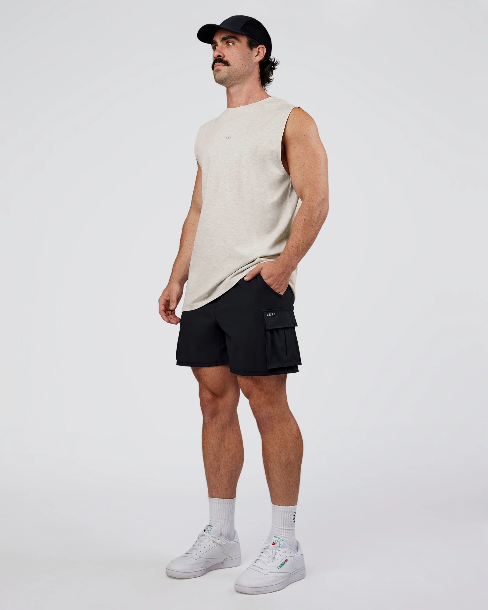 Base Heavyweight FLXCotton Tank Regular Fit +2cm - Silver Marl - Image 3