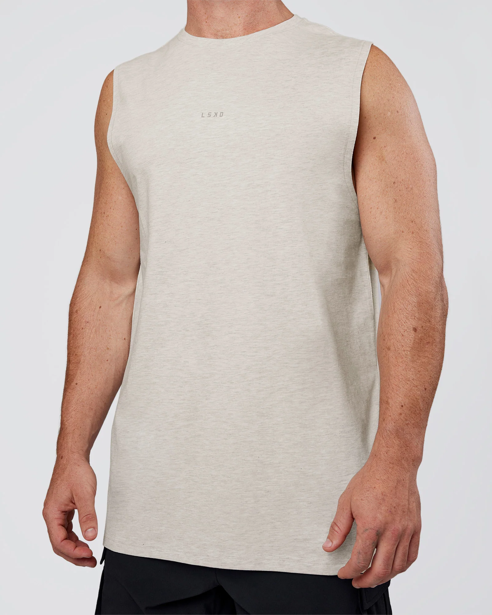 Base Heavyweight FLXCotton Tank Regular Fit +2cm - Silver Marl - Image 4