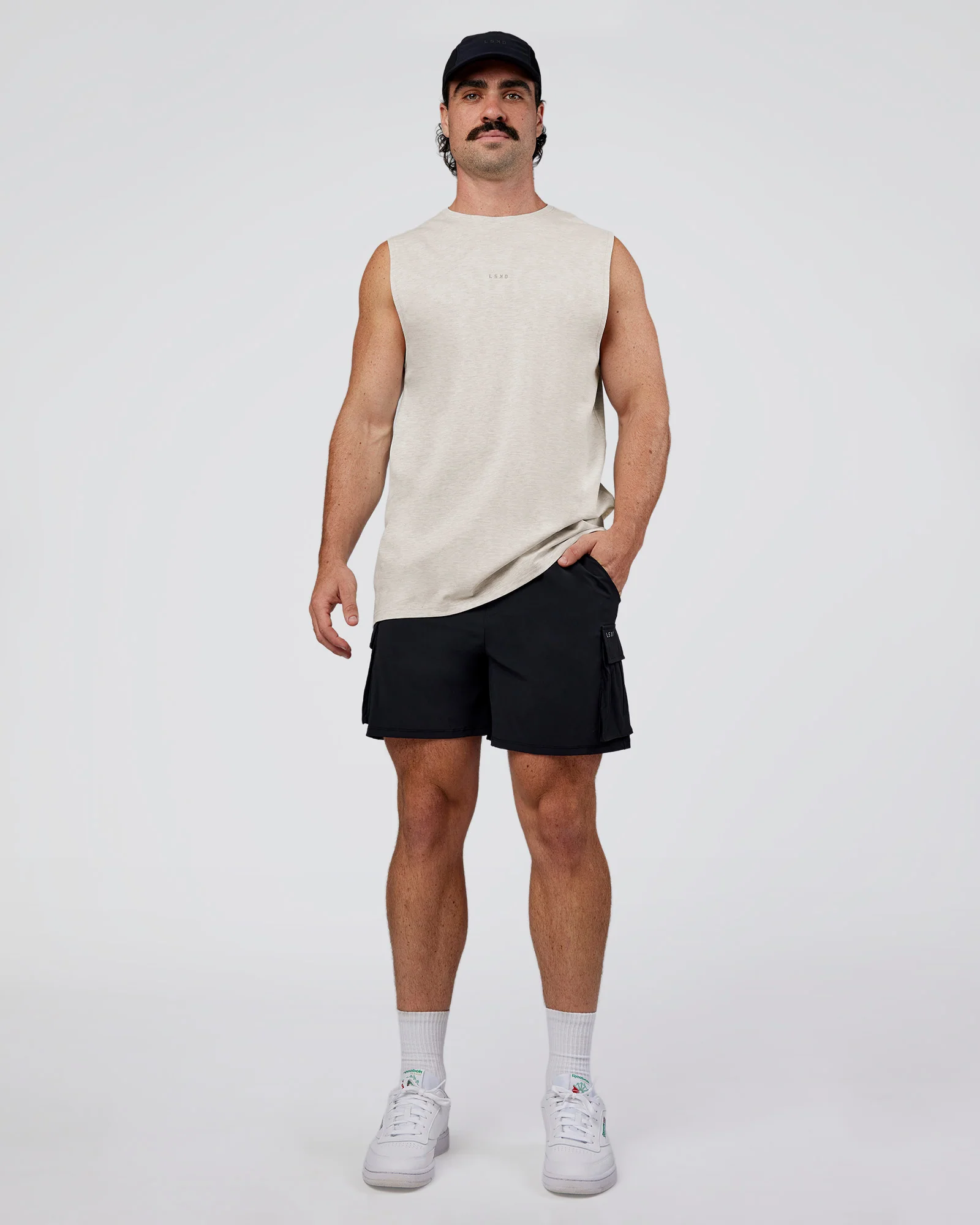 Base Heavyweight FLXCotton Tank Regular Fit +2cm - Silver Marl - Image 5
