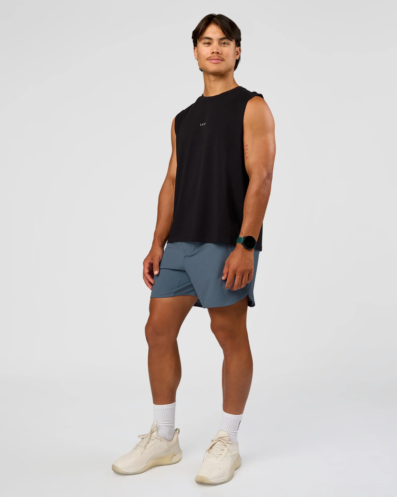 Base Heavyweight FLXCotton Tank Regular Fit -8cm - Black - Image 6