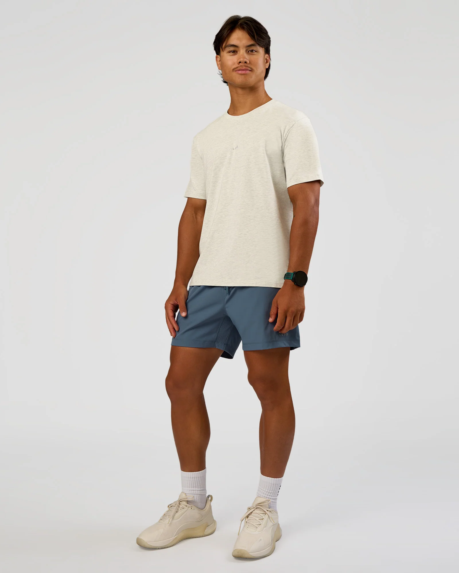 Base Heavyweight FLXCotton Tee Regular Fit -8cm - Silver Marl - Image 3