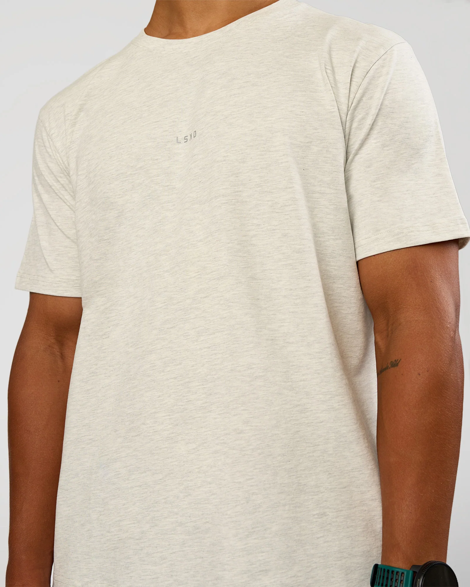 Base Heavyweight FLXCotton Tee Regular Fit -8cm - Silver Marl - Image 4