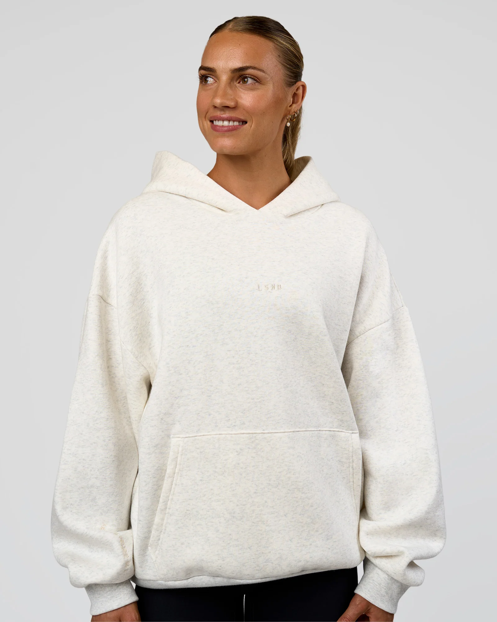 Base Oversized Hoodie - Silver Marl - Image 3
