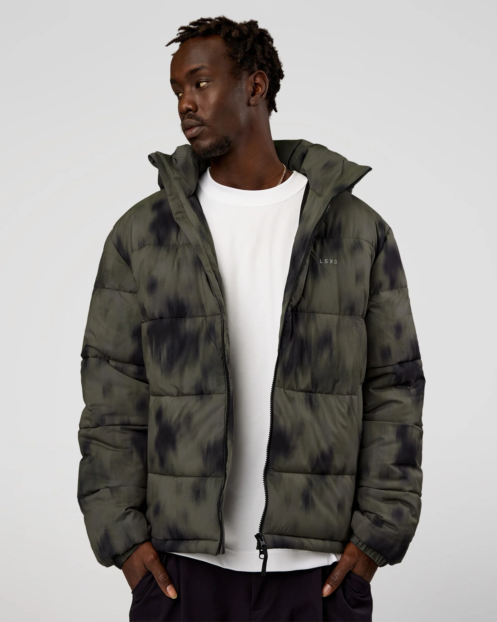 Base Puffer Jacket - Camo Washed Walnut Grey - Image 2
