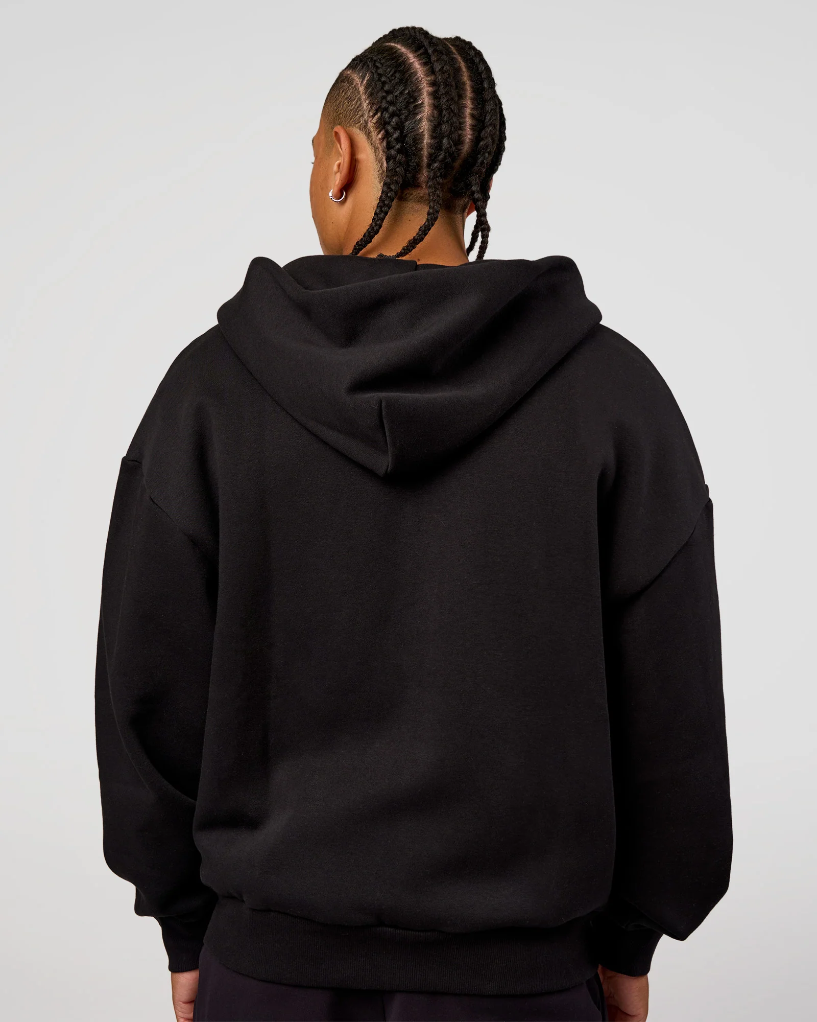 Base Zip Through Oversized Hoodie - Black - Image 7