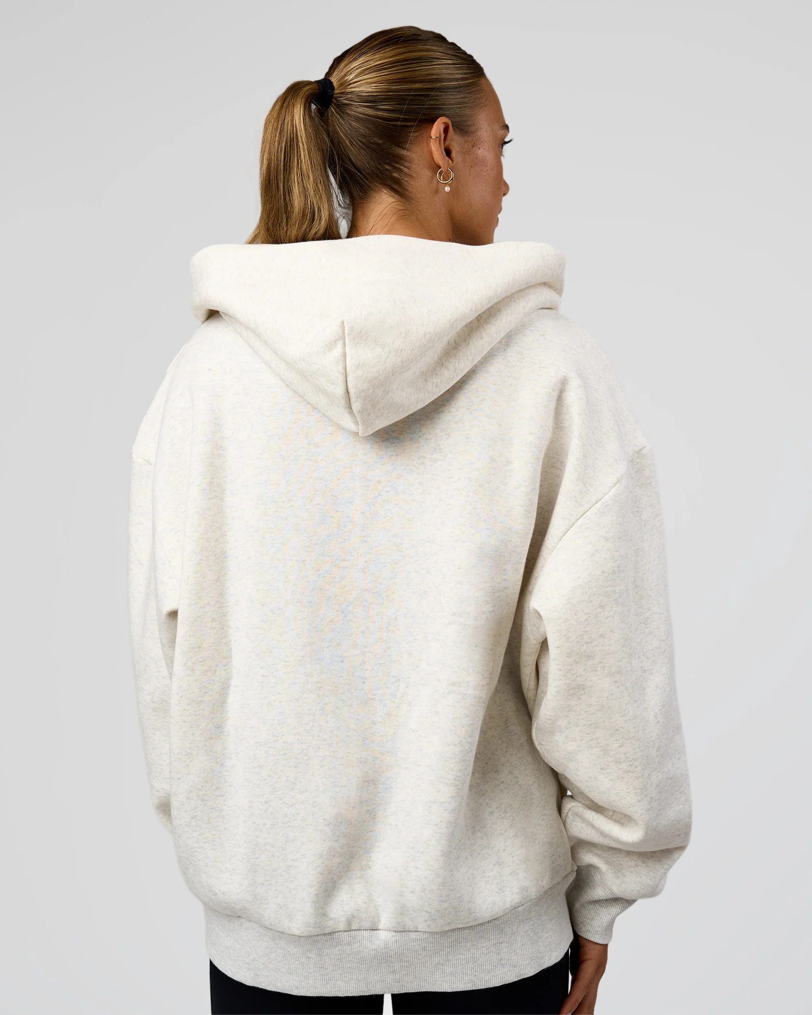 Base Zip Through Oversized Hoodie - Silver Marl - Image 8