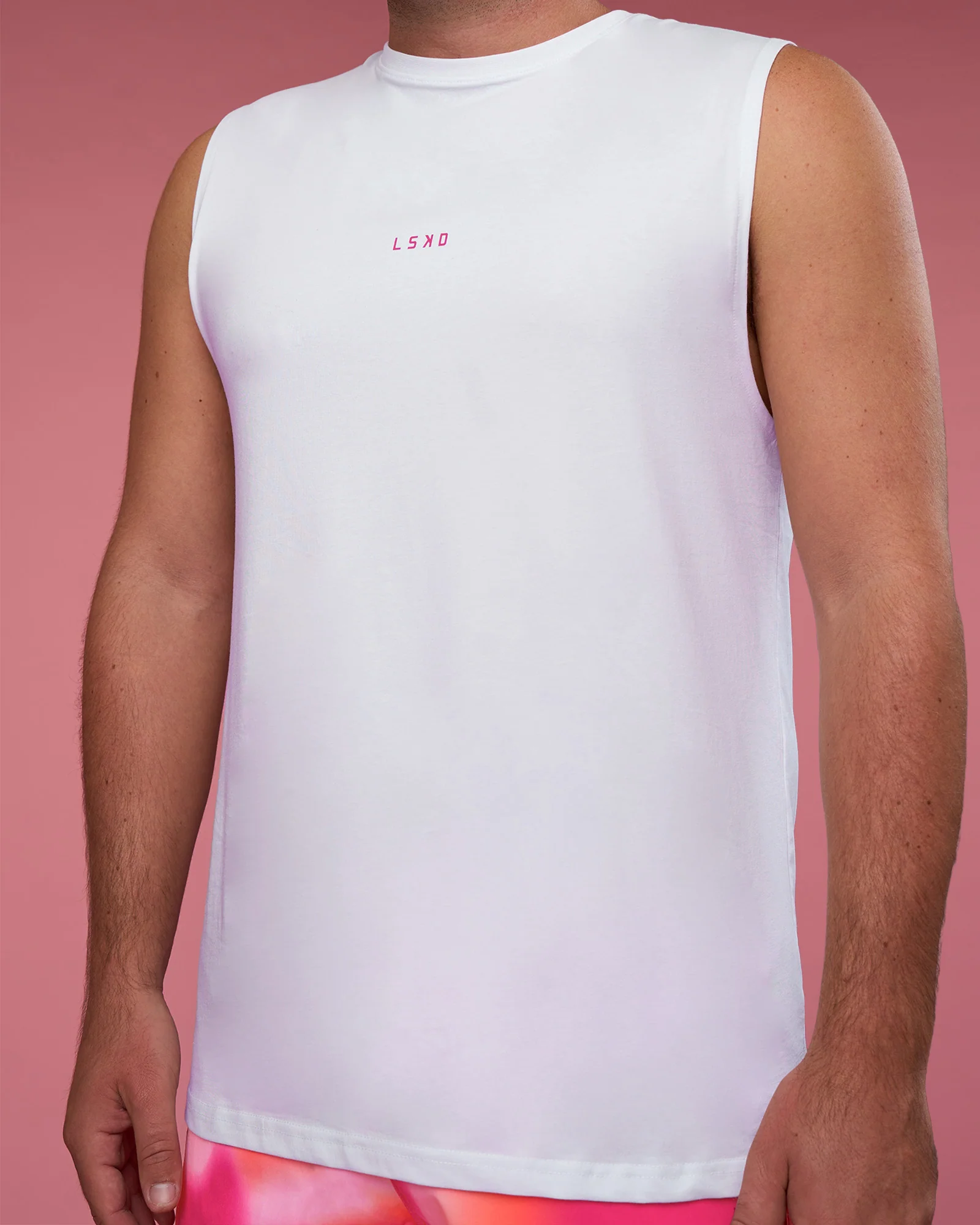BCAM FLXCotton Muscle Tank - White-Ultra Pink - Image 7