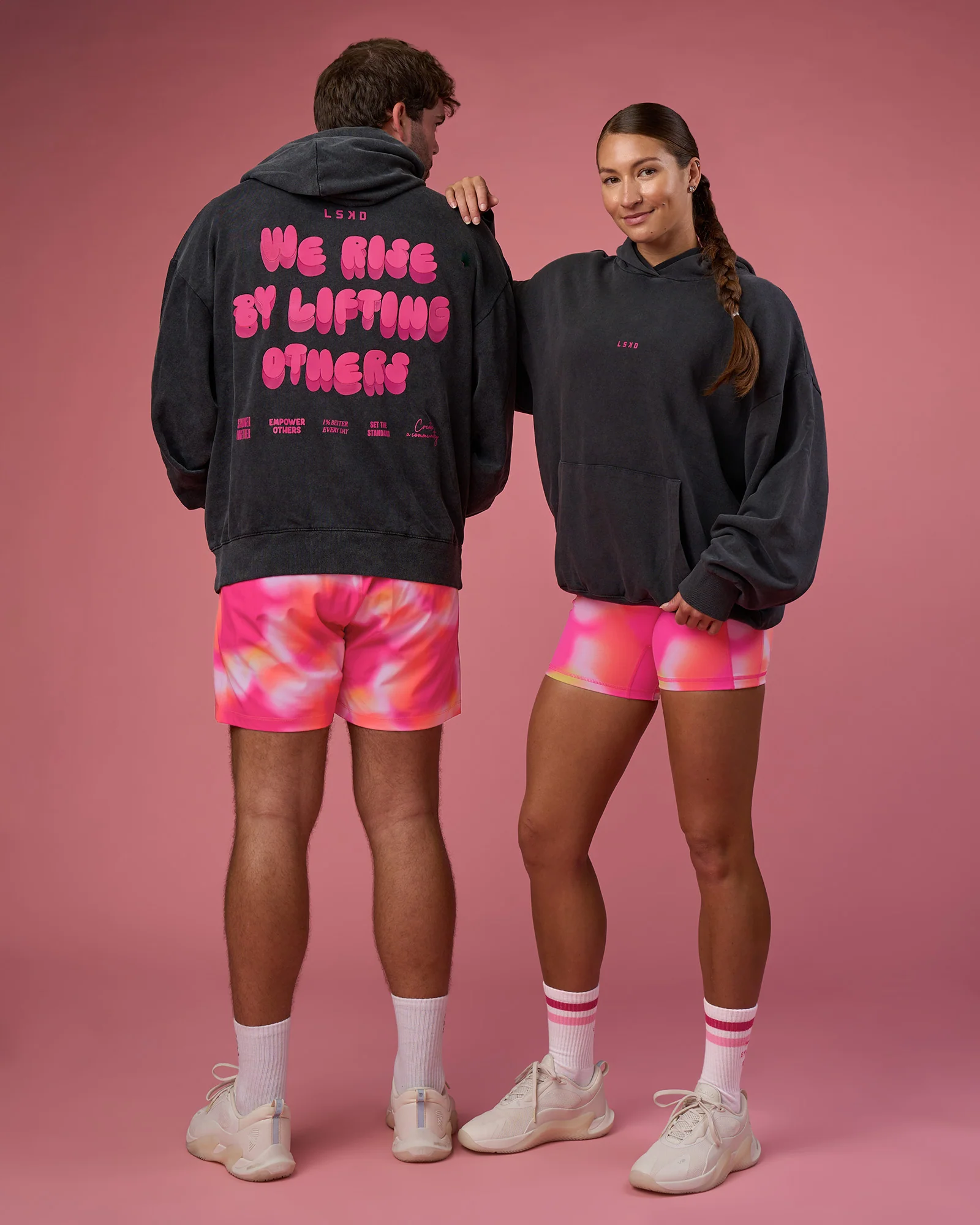 BCAM Washed Unisex Oversized Hoodie - Black Washed-Pink - Image 11