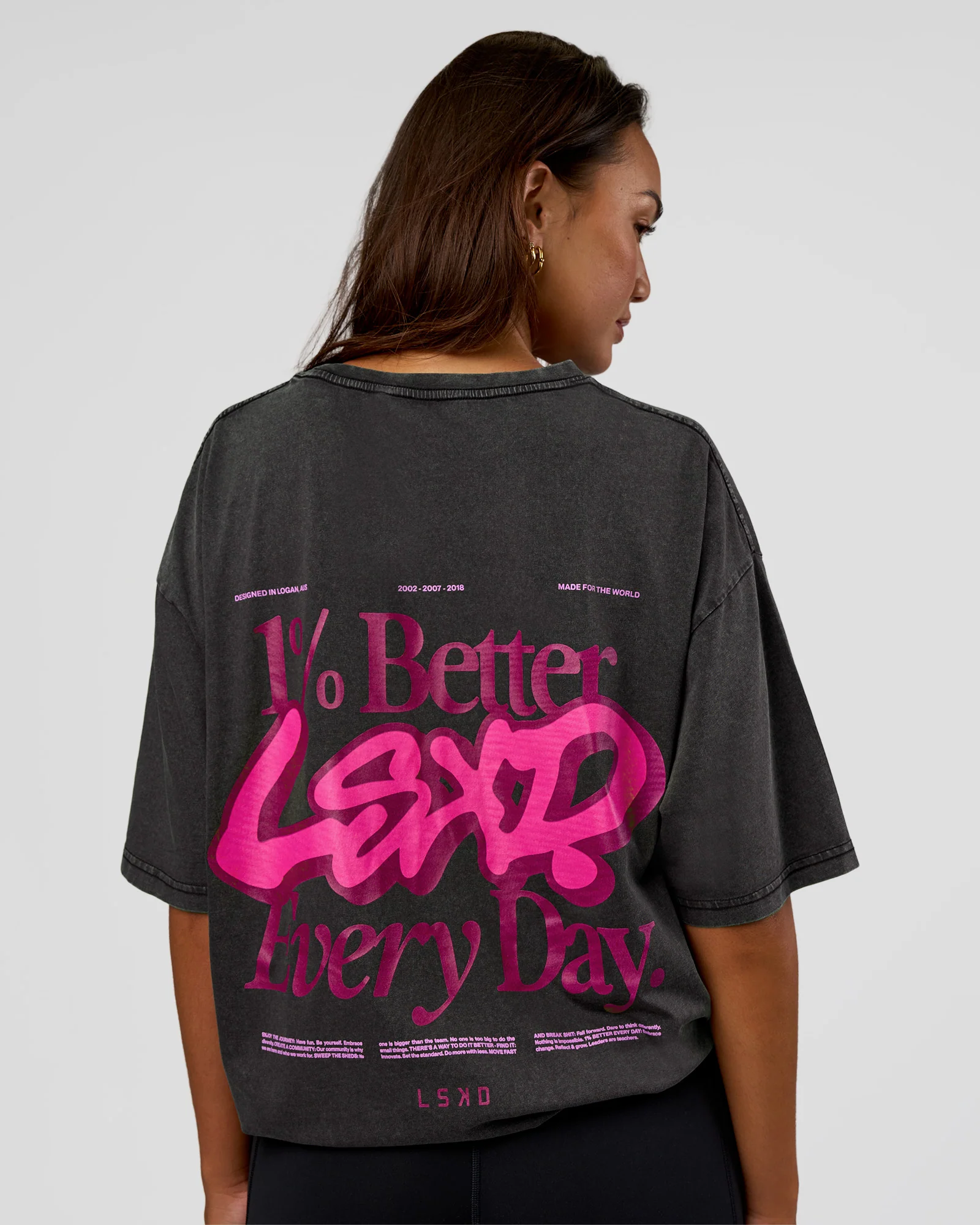 Break Through FLXCotton Oversized Tee - Black-Plum Caspia - Image 4