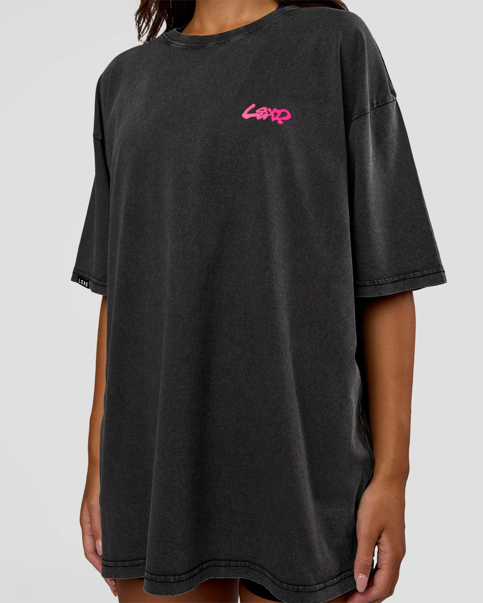Break Through FLXCotton Oversized Tee - Black-Plum Caspia - Image 8
