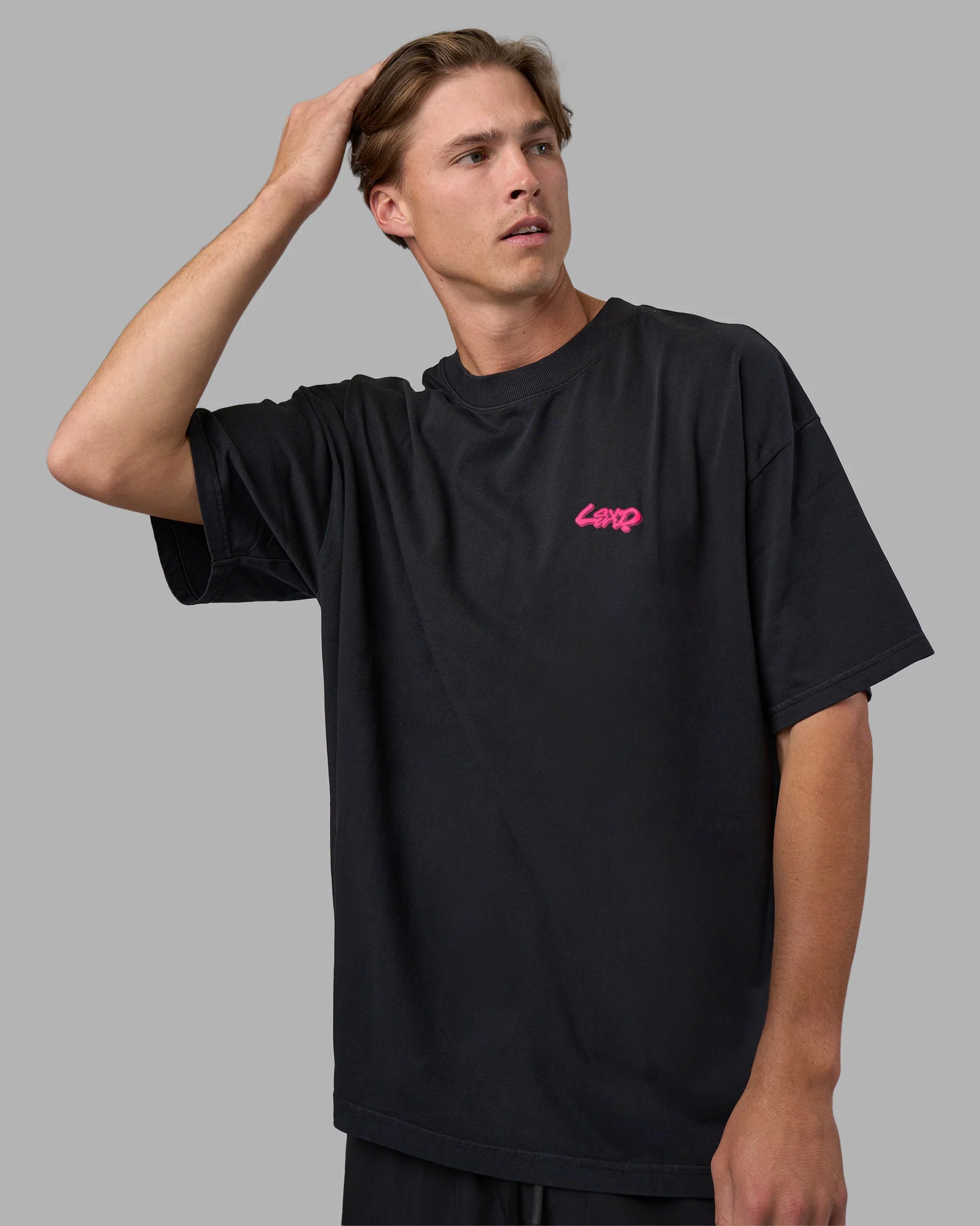 Break Through Heavyweight Oversized Tee - Black Washed-Plum Caspia - Image 2