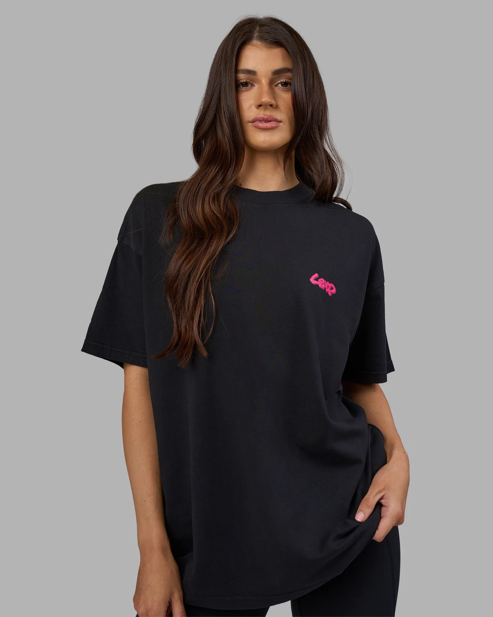 Break Through Heavyweight Oversized Tee - Black Washed-Plum Caspia - Image 5