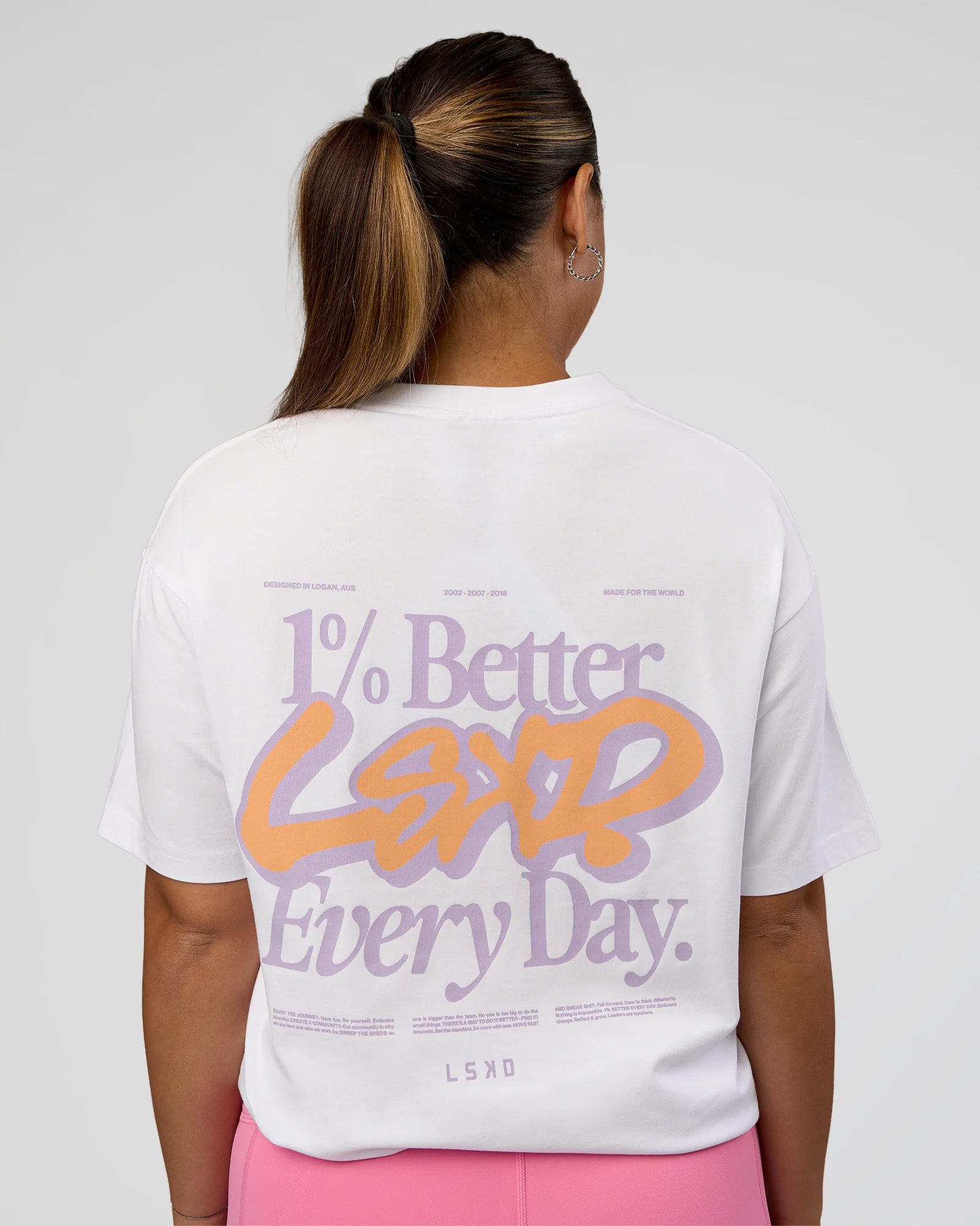 Break Through FLXCotton Oversized Tee - White-Pale Lilac - Image 4