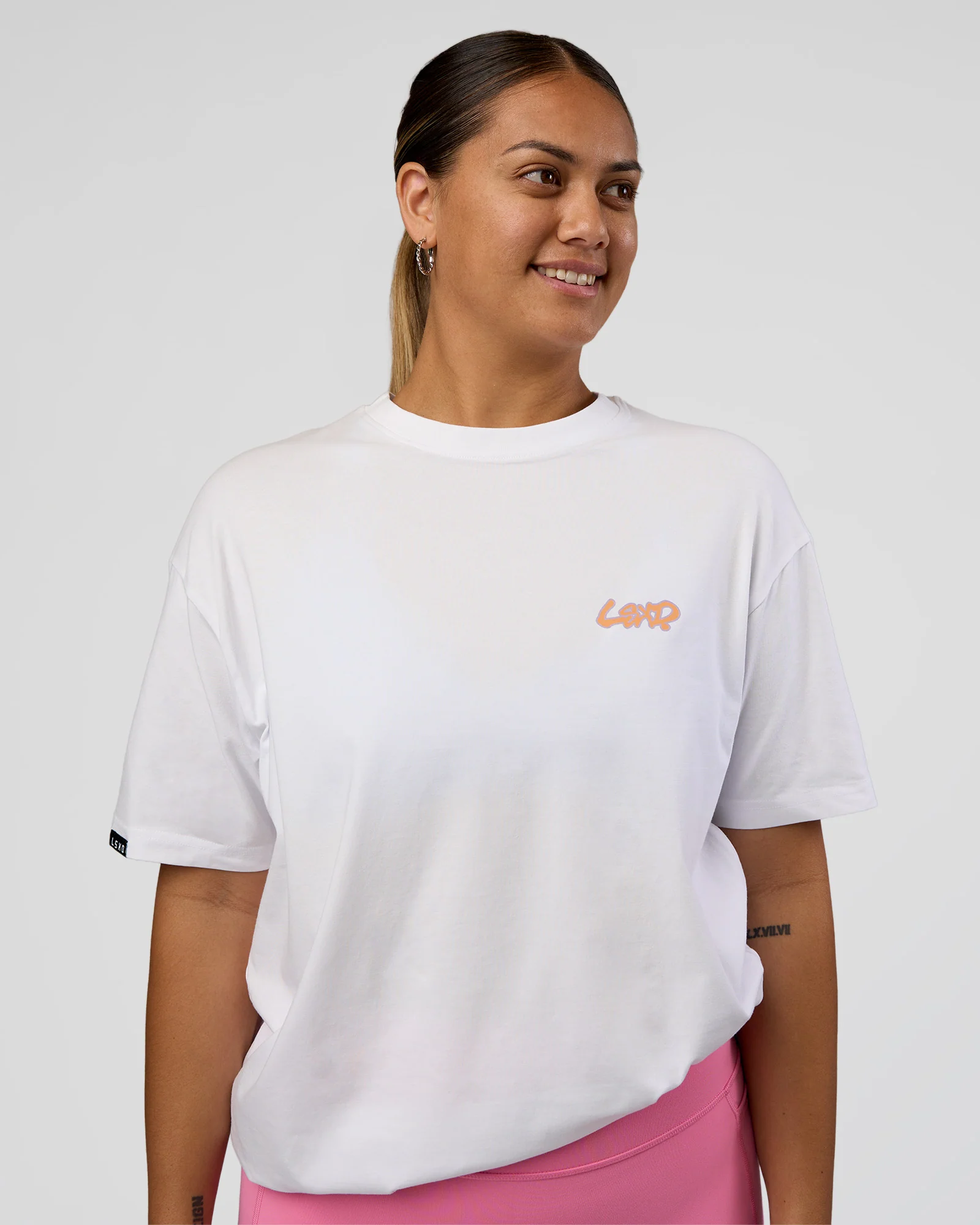 Break Through FLXCotton Oversized Tee - White-Pale Lilac - Image 5
