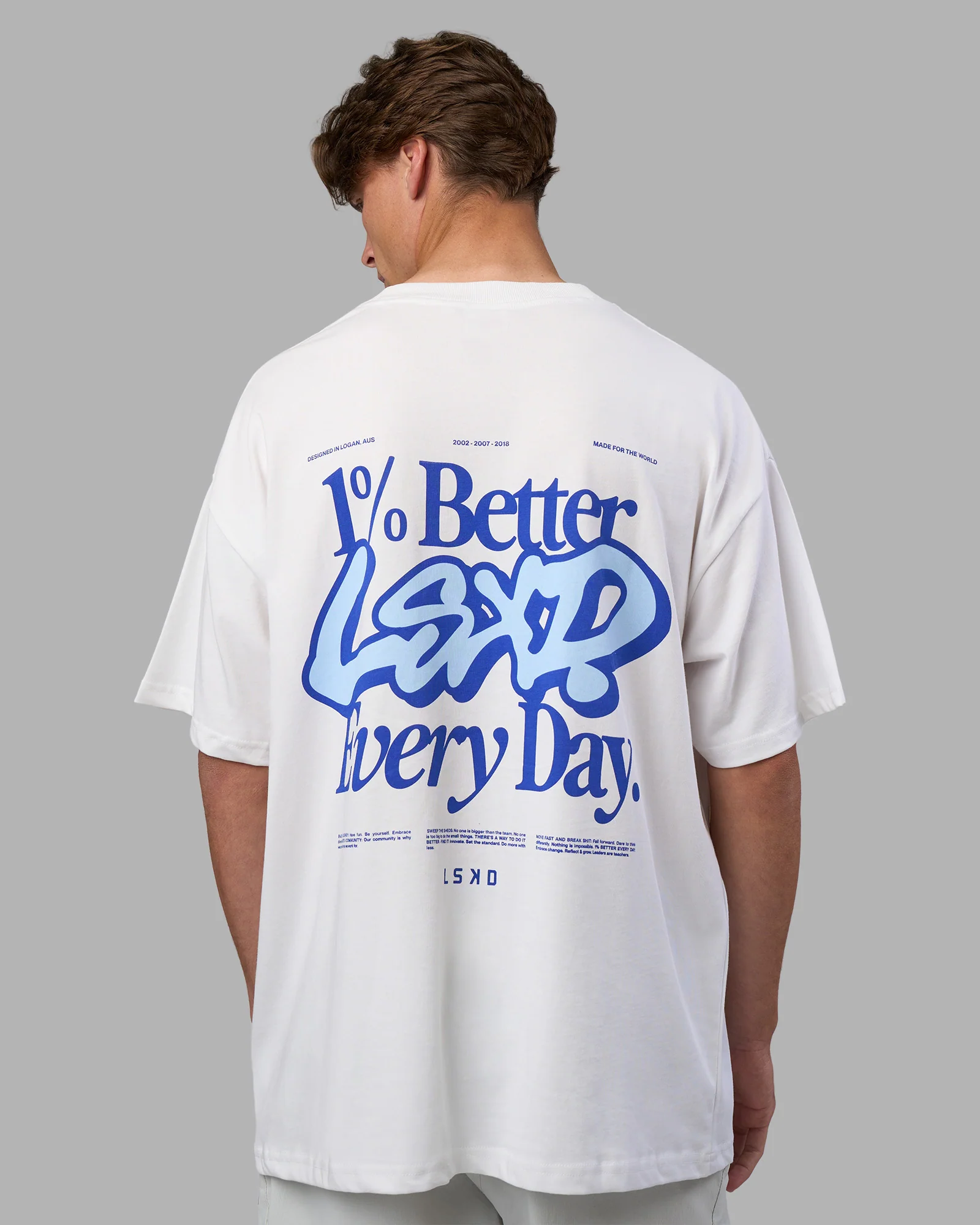 Break Through Heavyweight Oversized Tee - White-Power Cobalt - Image 2