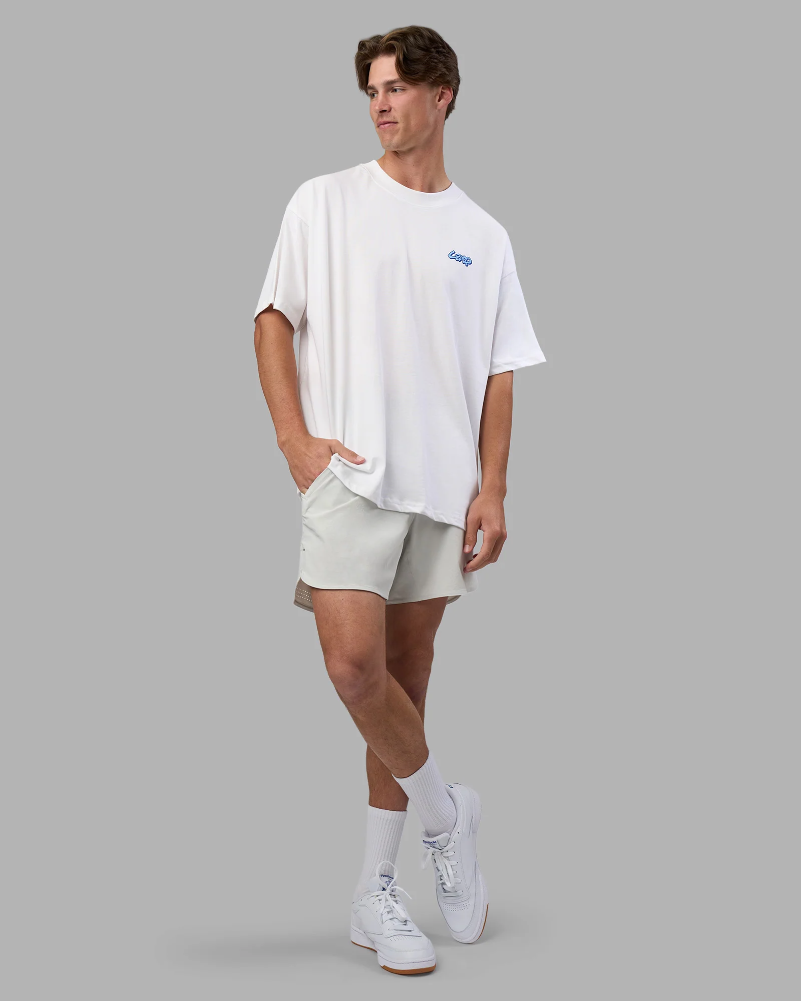 Break Through Heavyweight Oversized Tee - White-Power Cobalt - Image 3