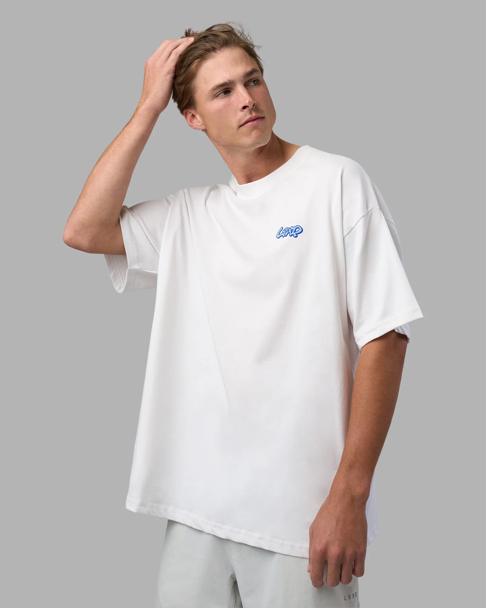 Break Through Heavyweight Oversized Tee - White-Power Cobalt - Image 7
