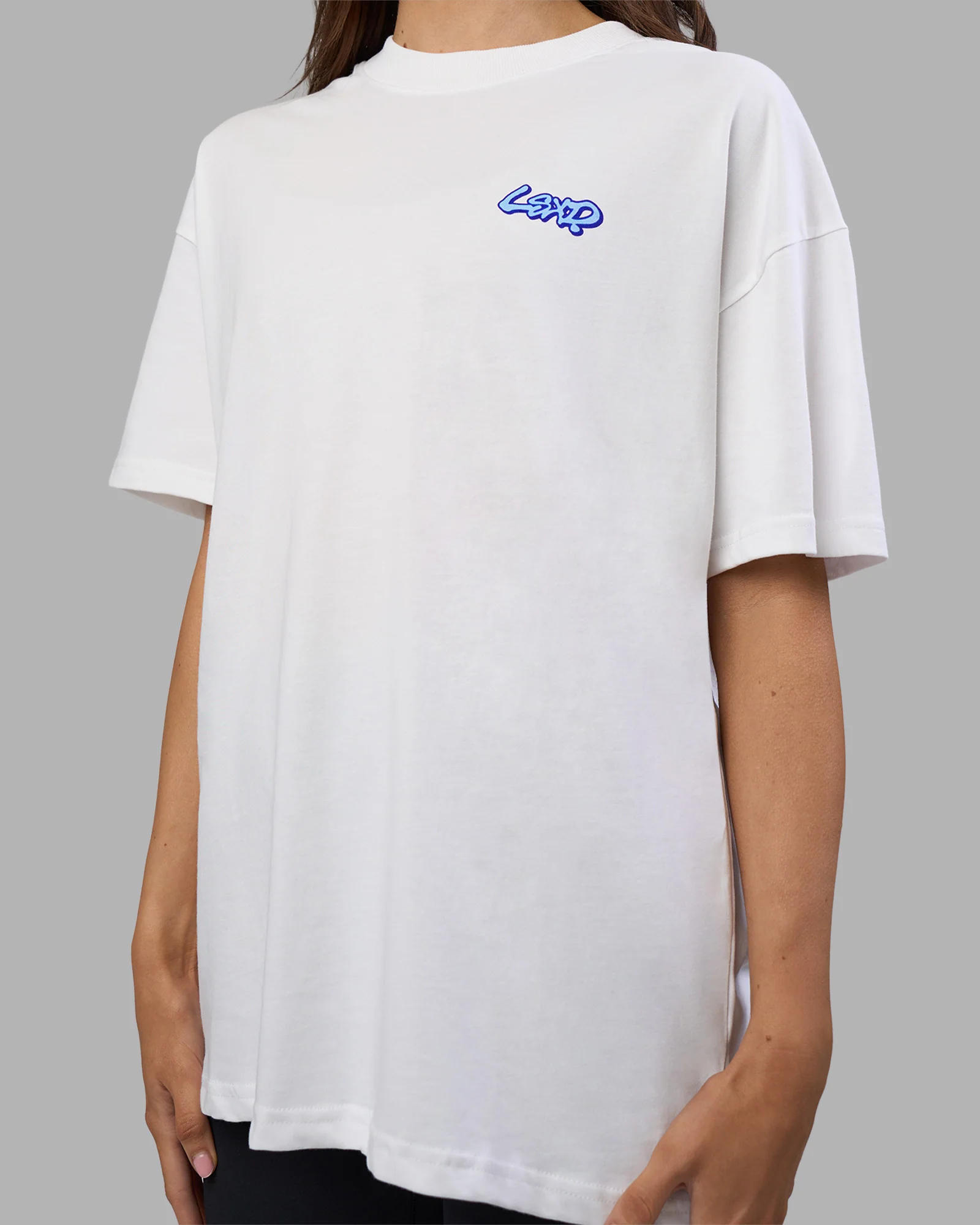 Break Through Heavyweight Oversized Tee - White-Power Cobalt - Image 9